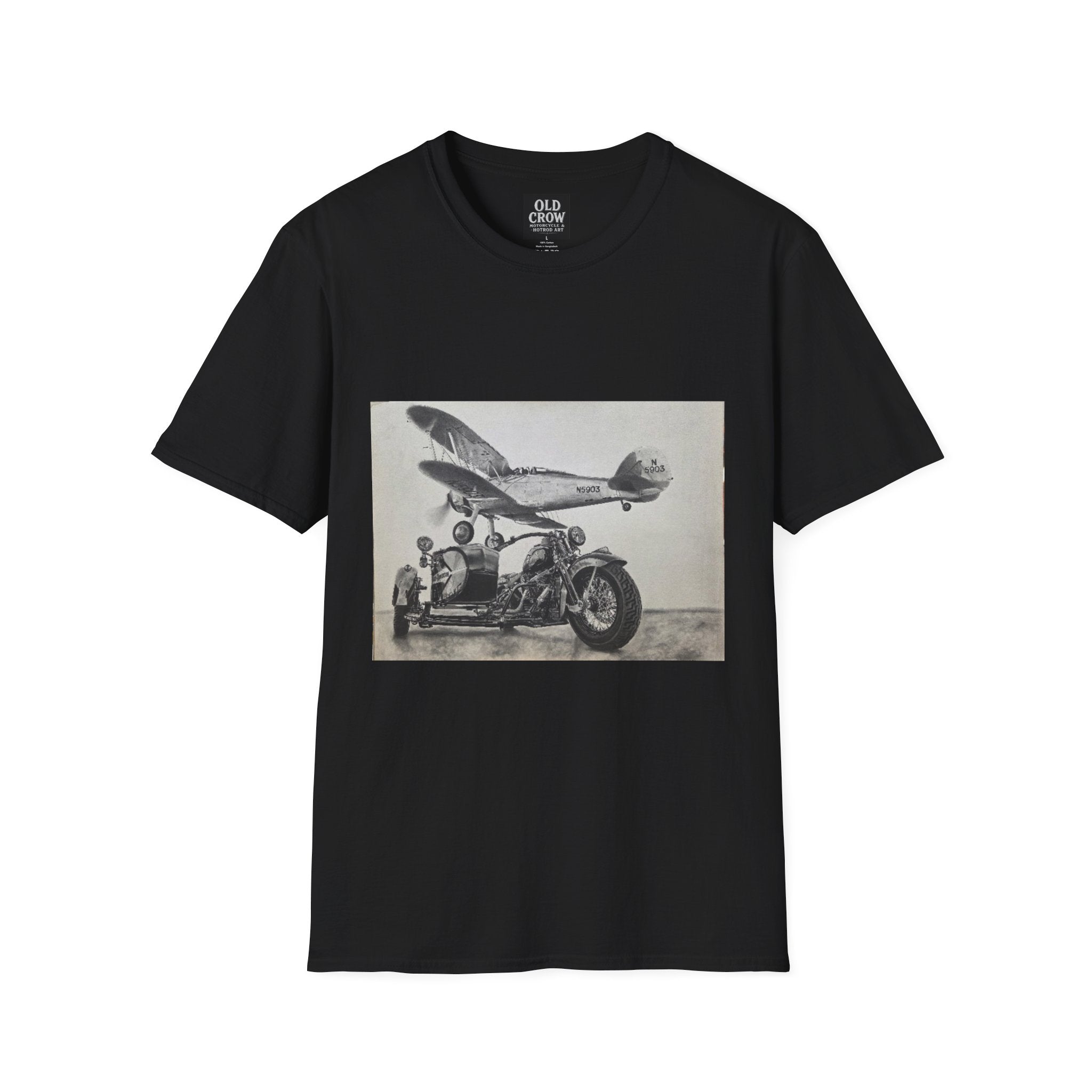 Old-School Aviation Meets Two Wheels T-Shirt