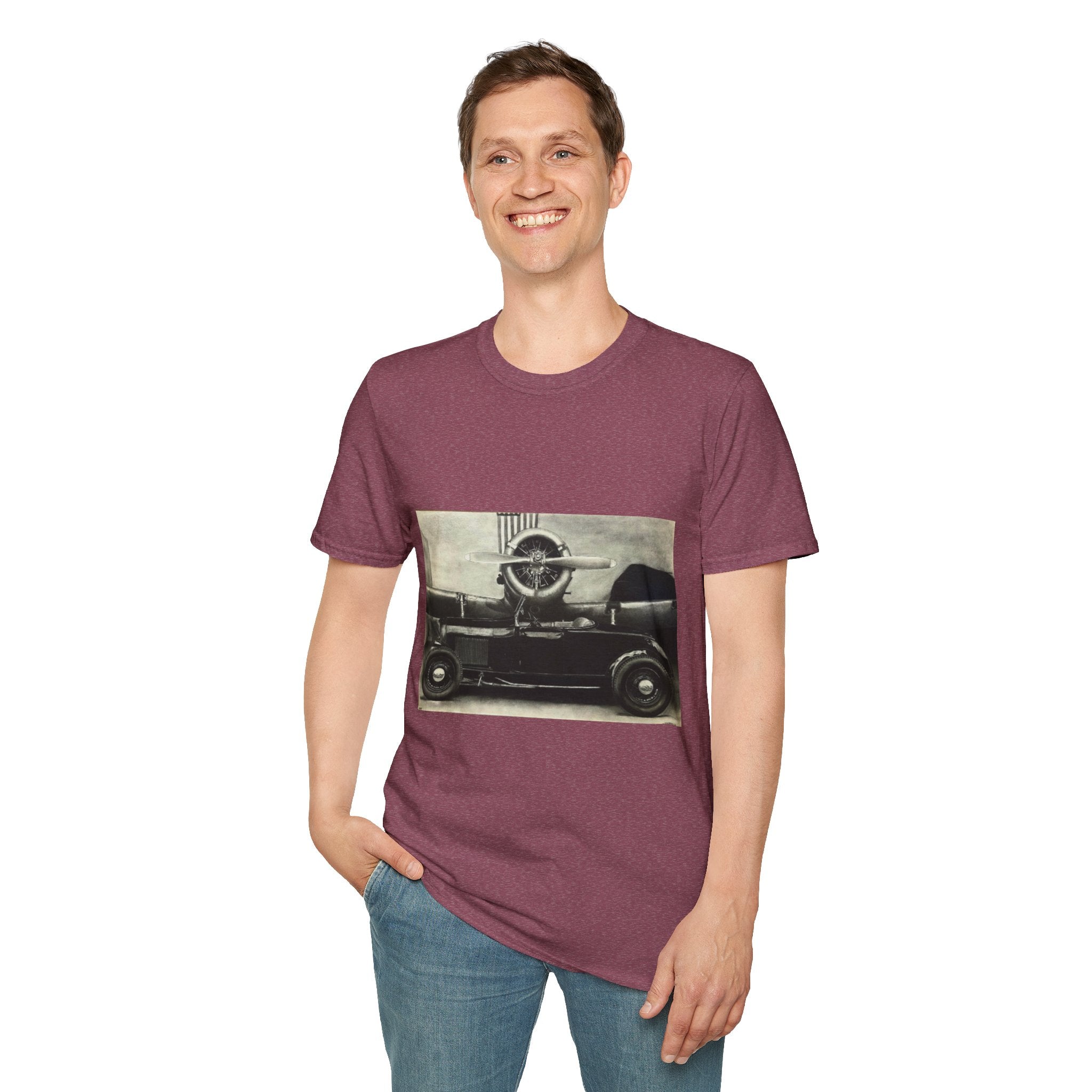 Speed & Sky Softstyle T-Shirt, WW2 Airplane, Hotrod Roadster