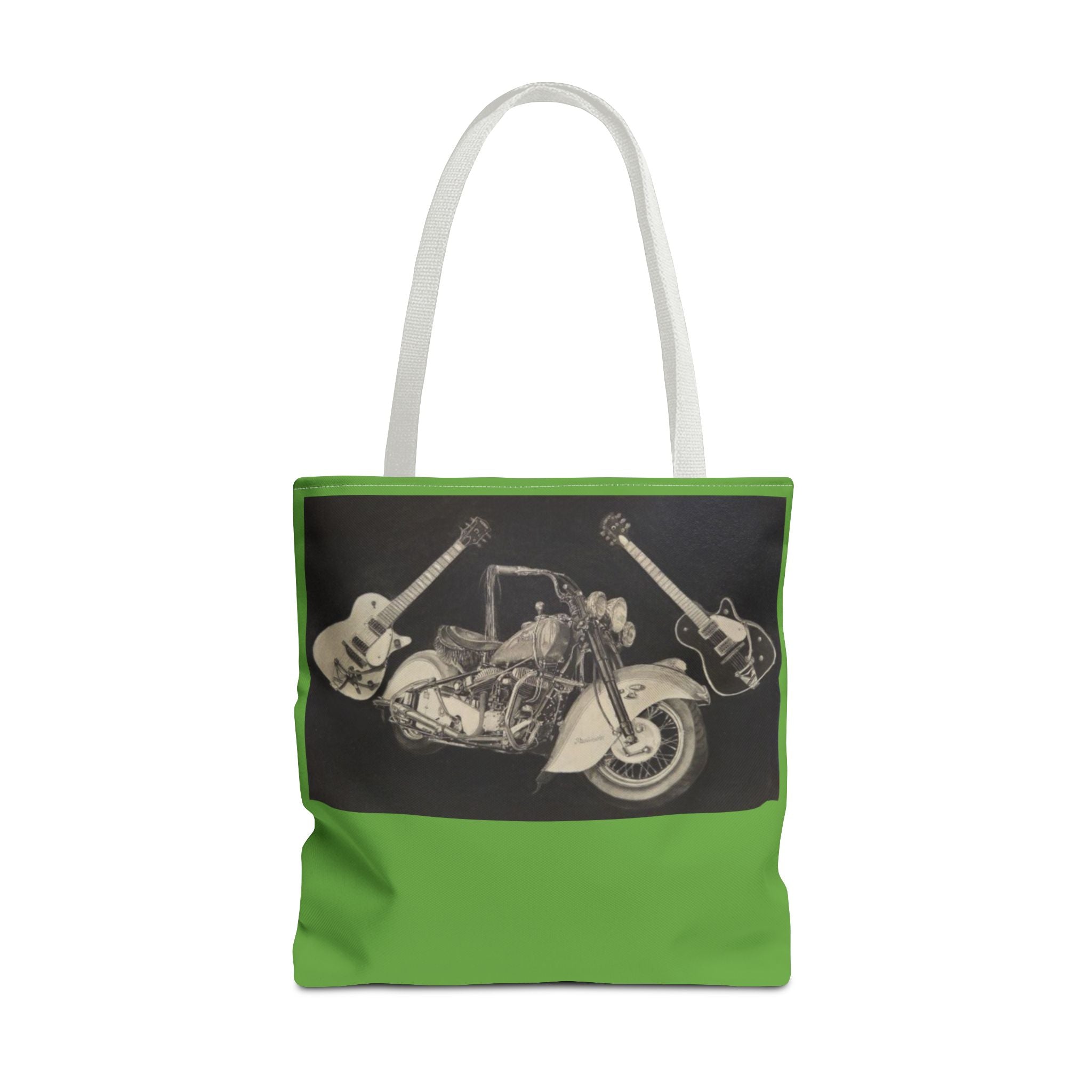 Two Wheels, Six Strings Tote Bag