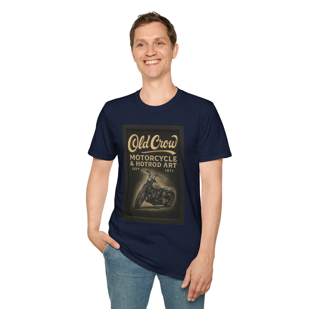 Old Crow Motorcycle & Hotrod Art Softstyle T-Shirt