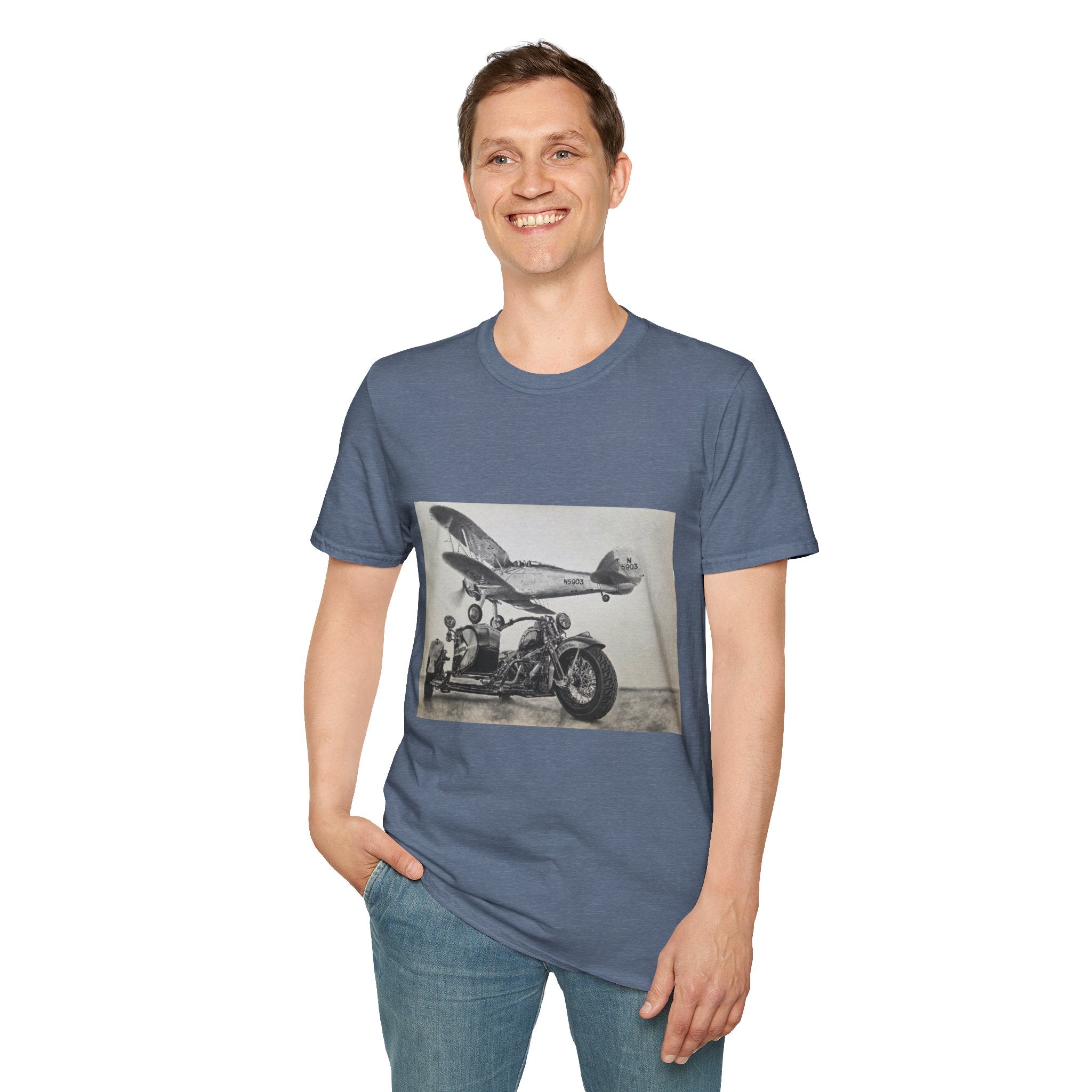 Old-School Aviation Meets Two Wheels T-Shirt
