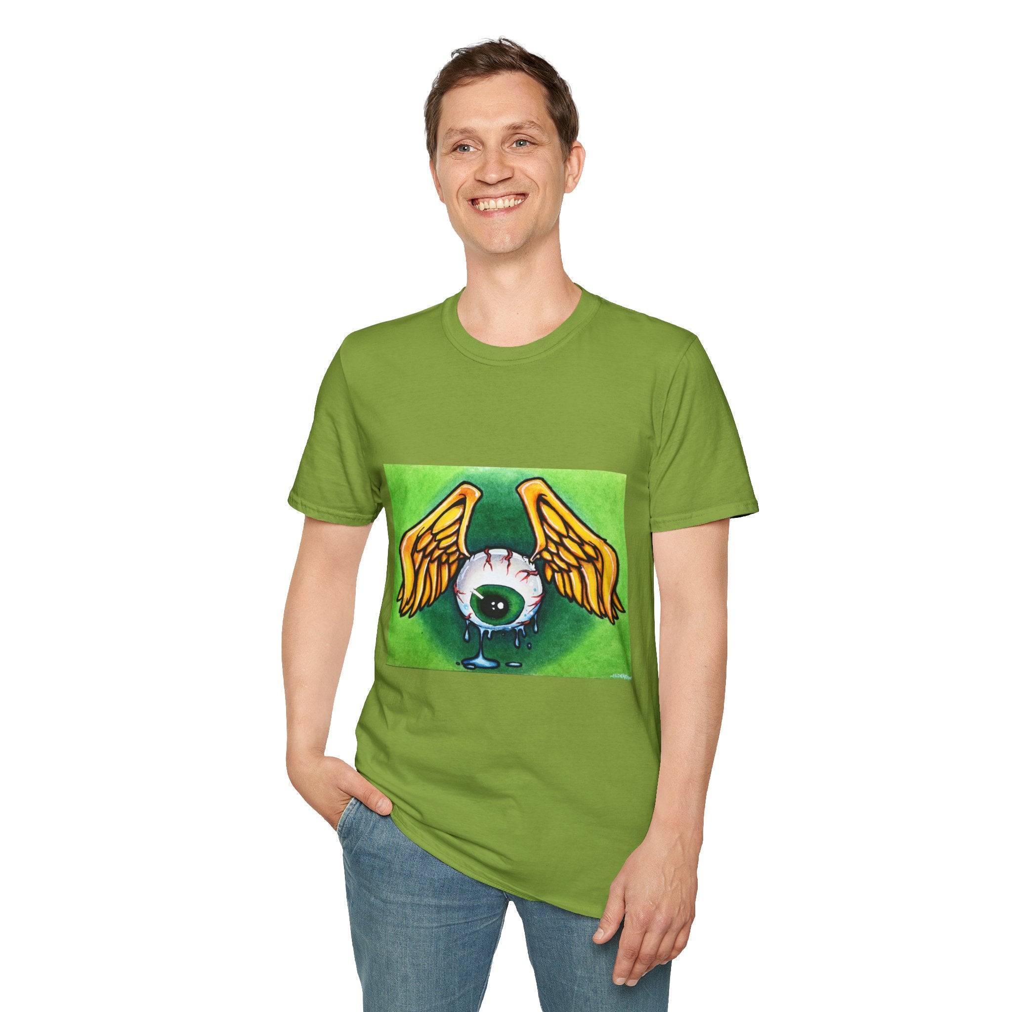Flying Eyeball Art Print Softstyle T-Shirt