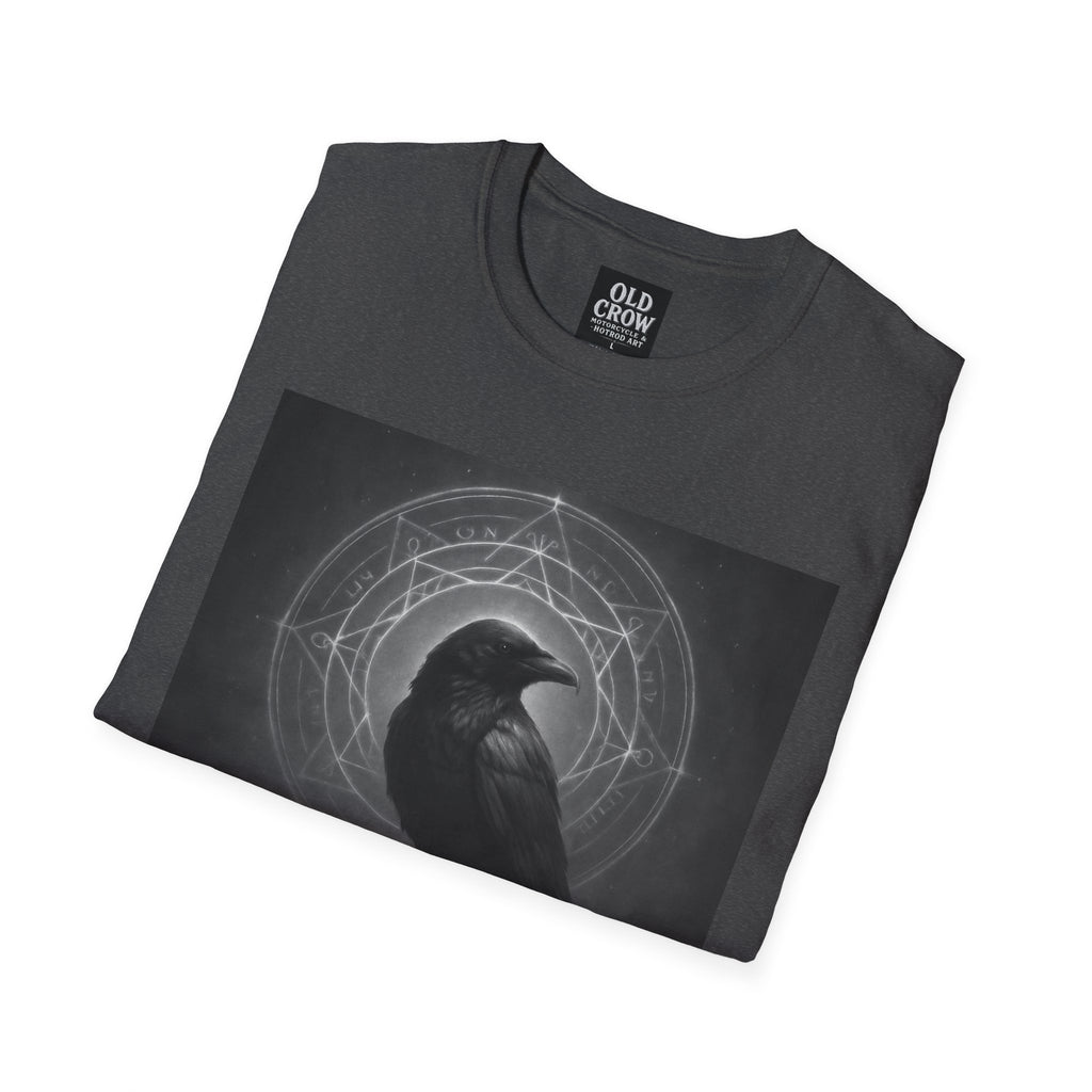 Dark Magic Raven Illustration T-Shirt, Black & White