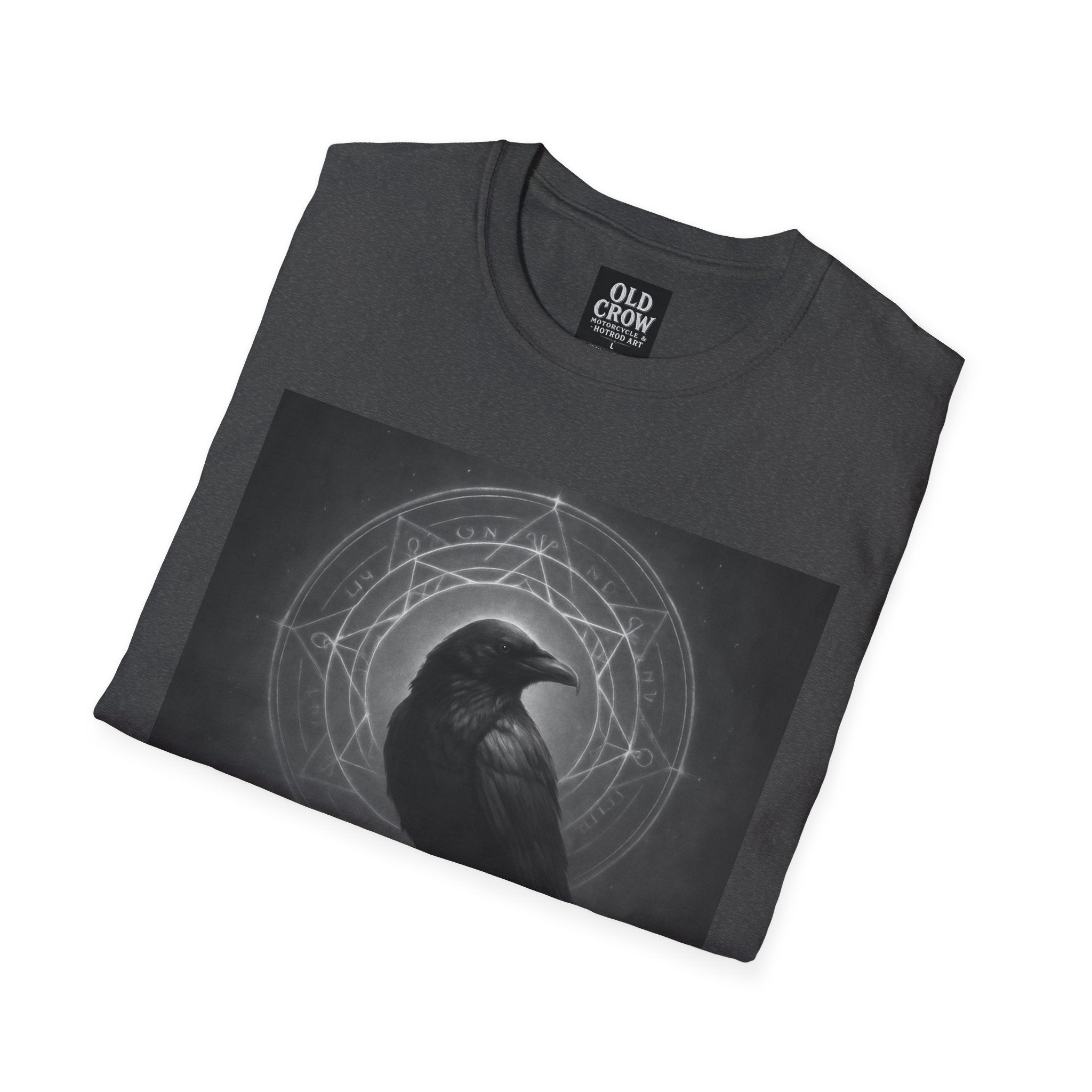 Dark Magic Raven Illustration T-Shirt, Black & White