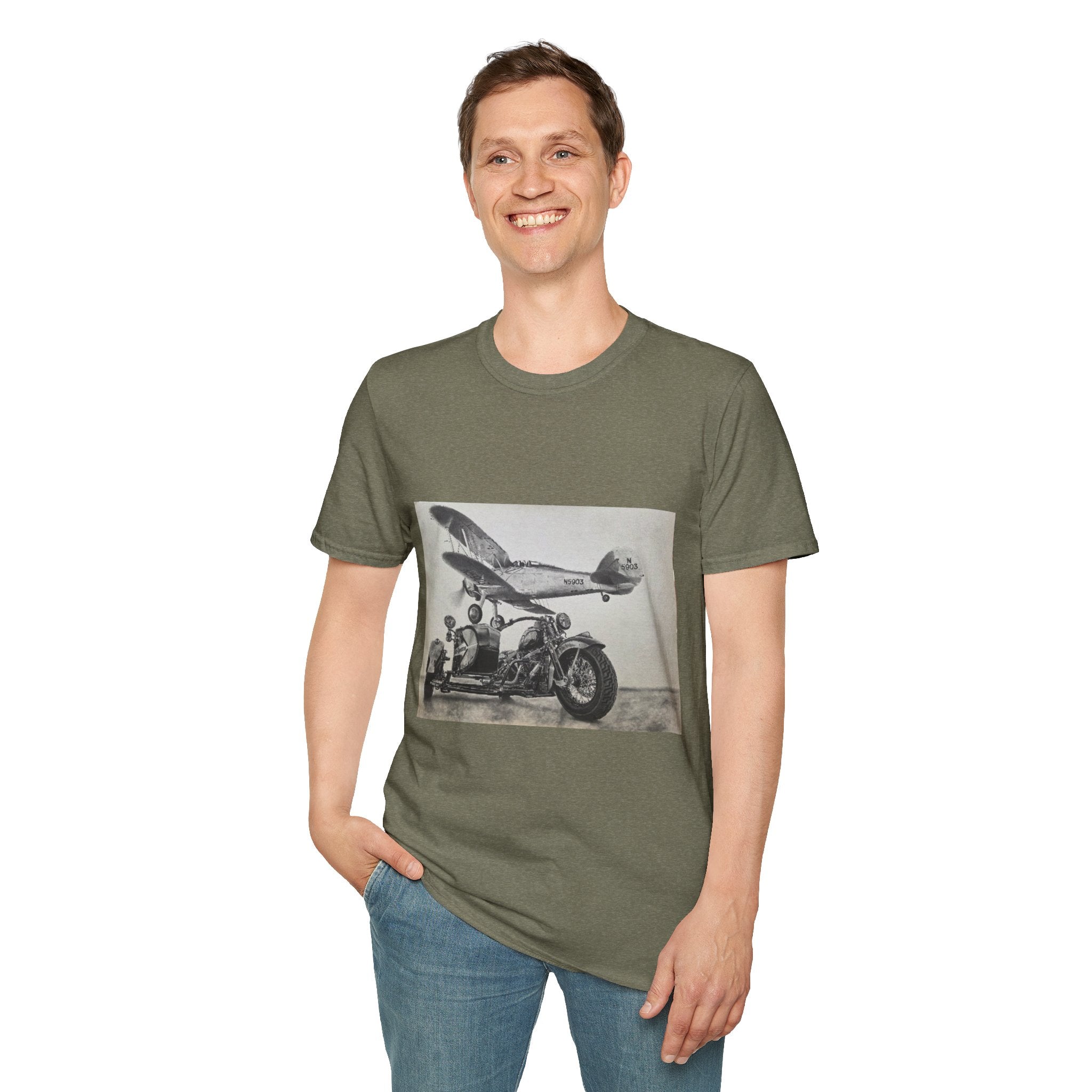 Old-School Aviation Meets Two Wheels T-Shirt