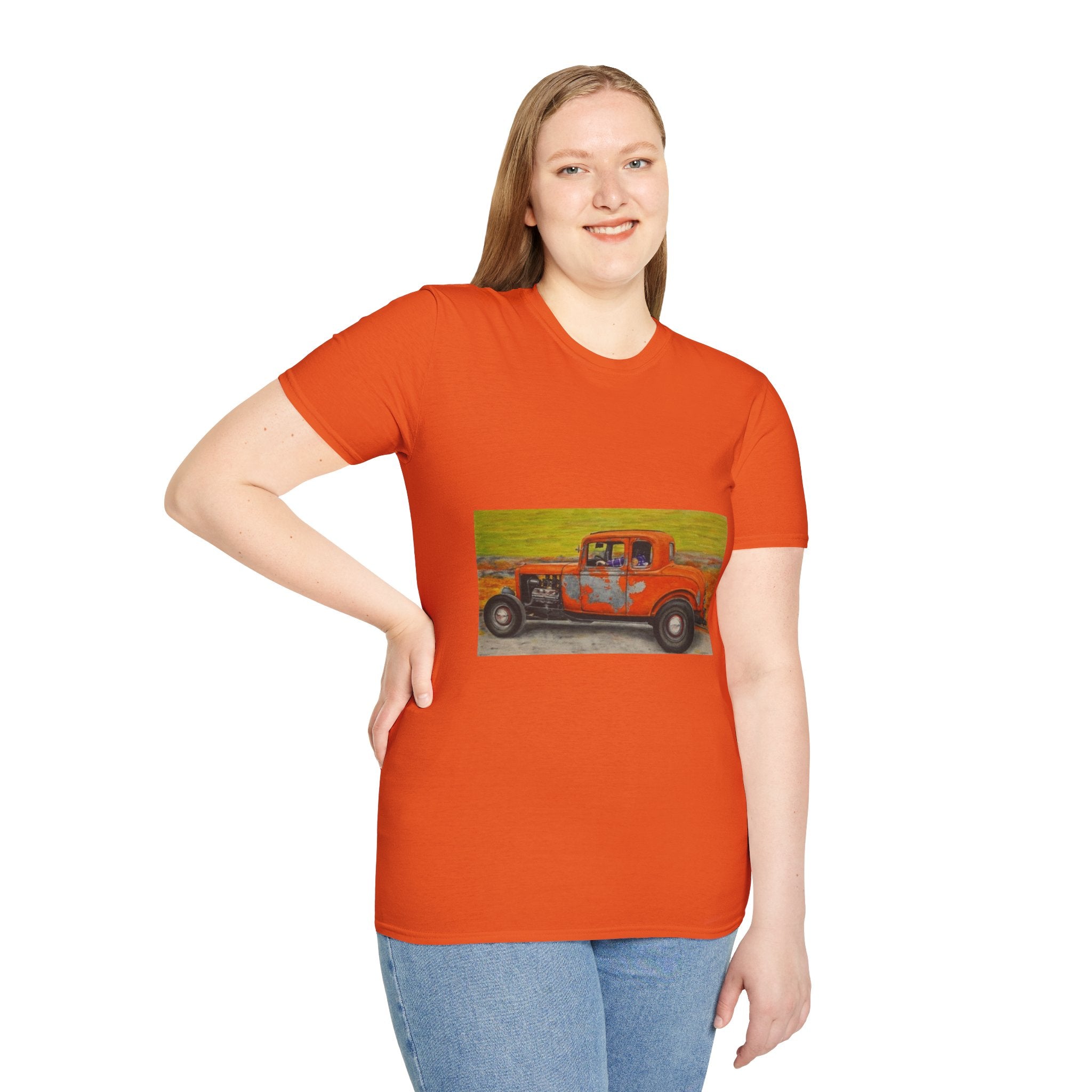Vintage Hotrod in Motion Softstyle T-Shirt, " Book'n"