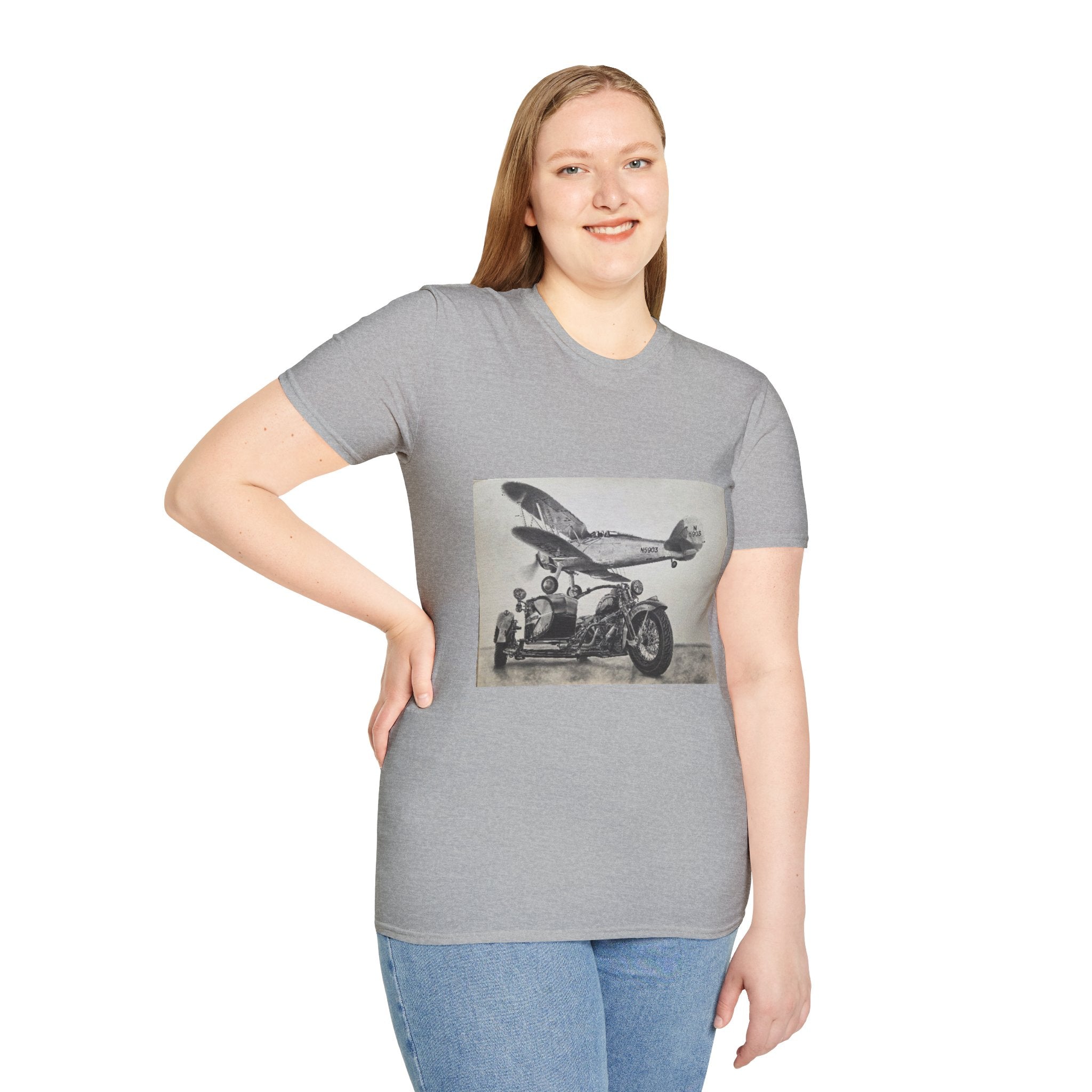 Old-School Aviation Meets Two Wheels T-Shirt