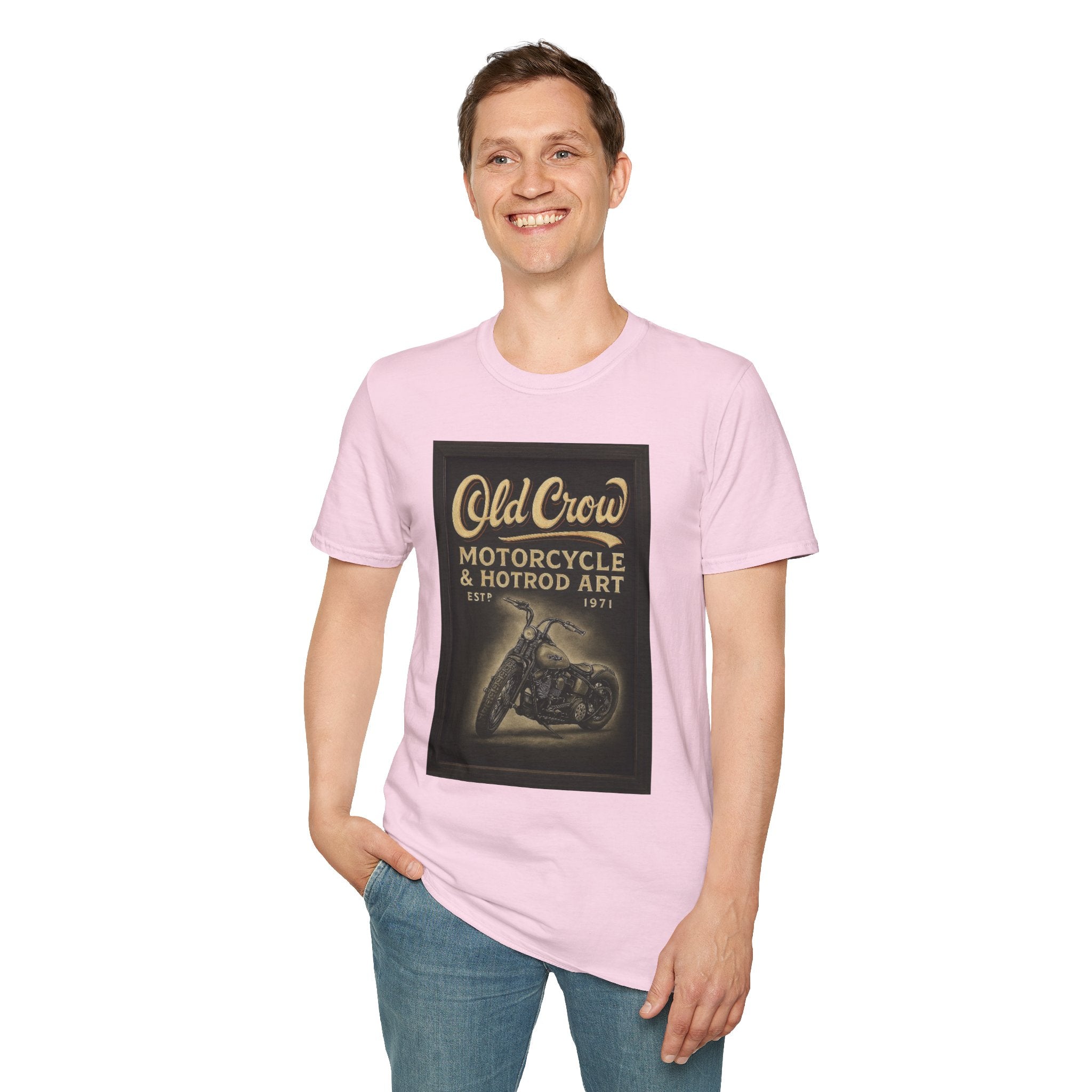 Old Crow Motorcycle & Hotrod Art Softstyle T-Shirt