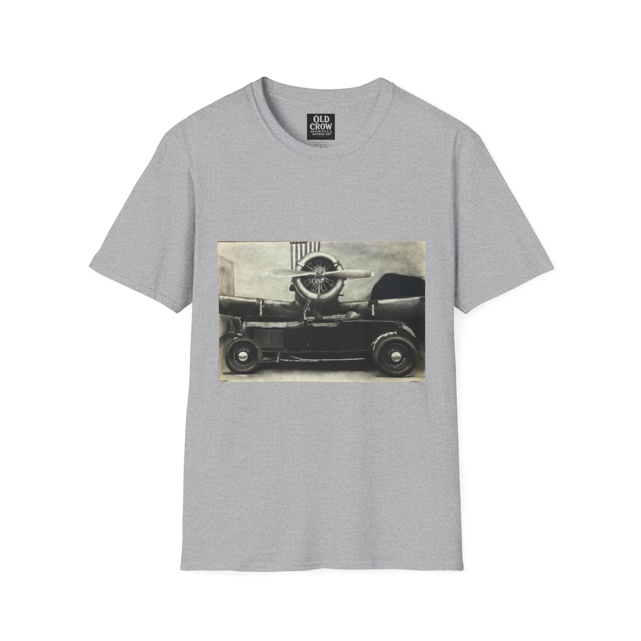 Speed & Sky Softstyle T-Shirt, WW2 Airplane, Hotrod Roadster