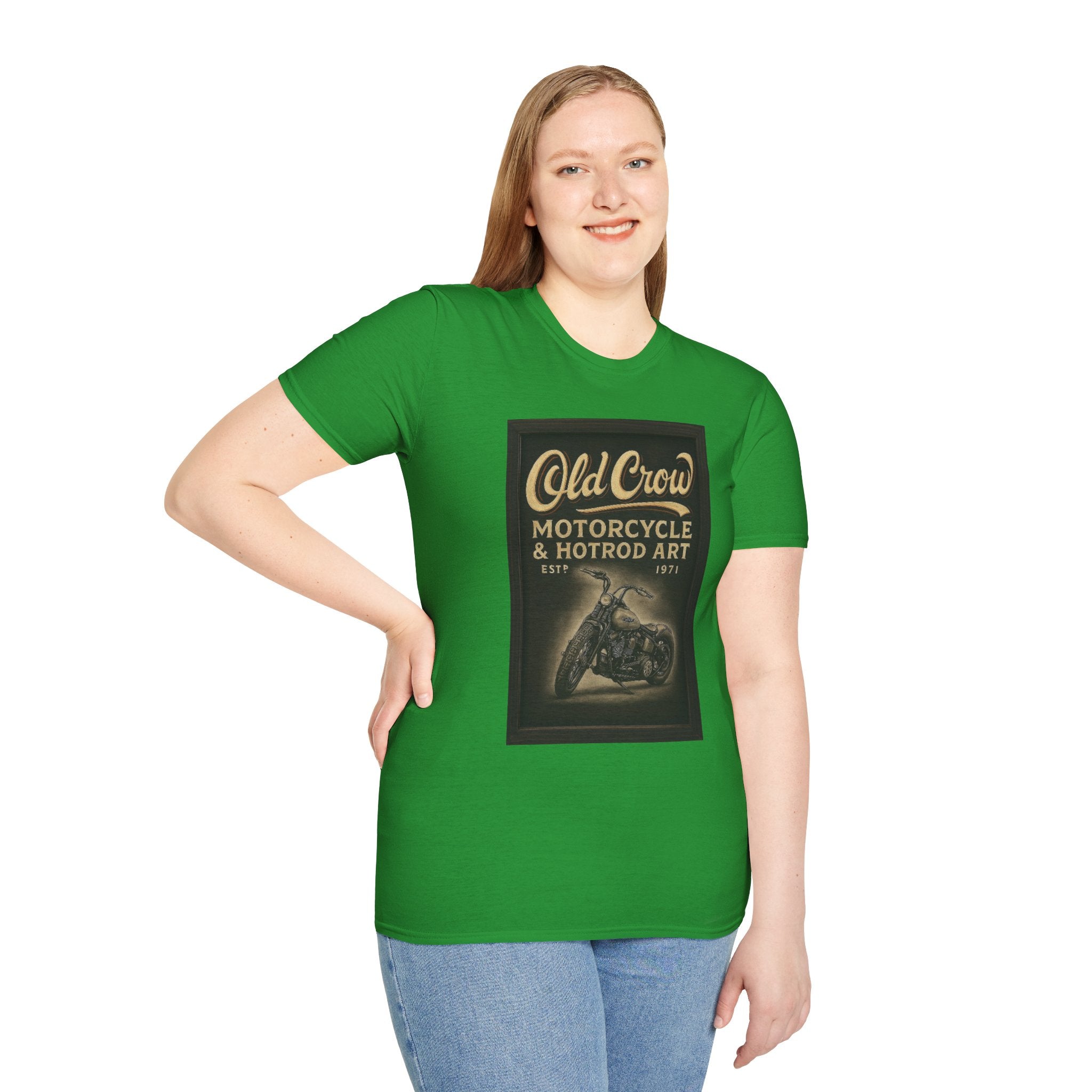Old Crow Motorcycle & Hotrod Art Softstyle T-Shirt