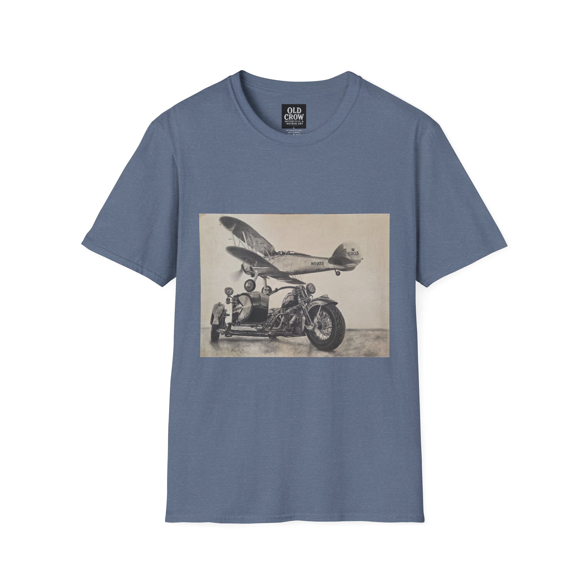Aviation and Motorcycle Heritage Print  T-Shirt