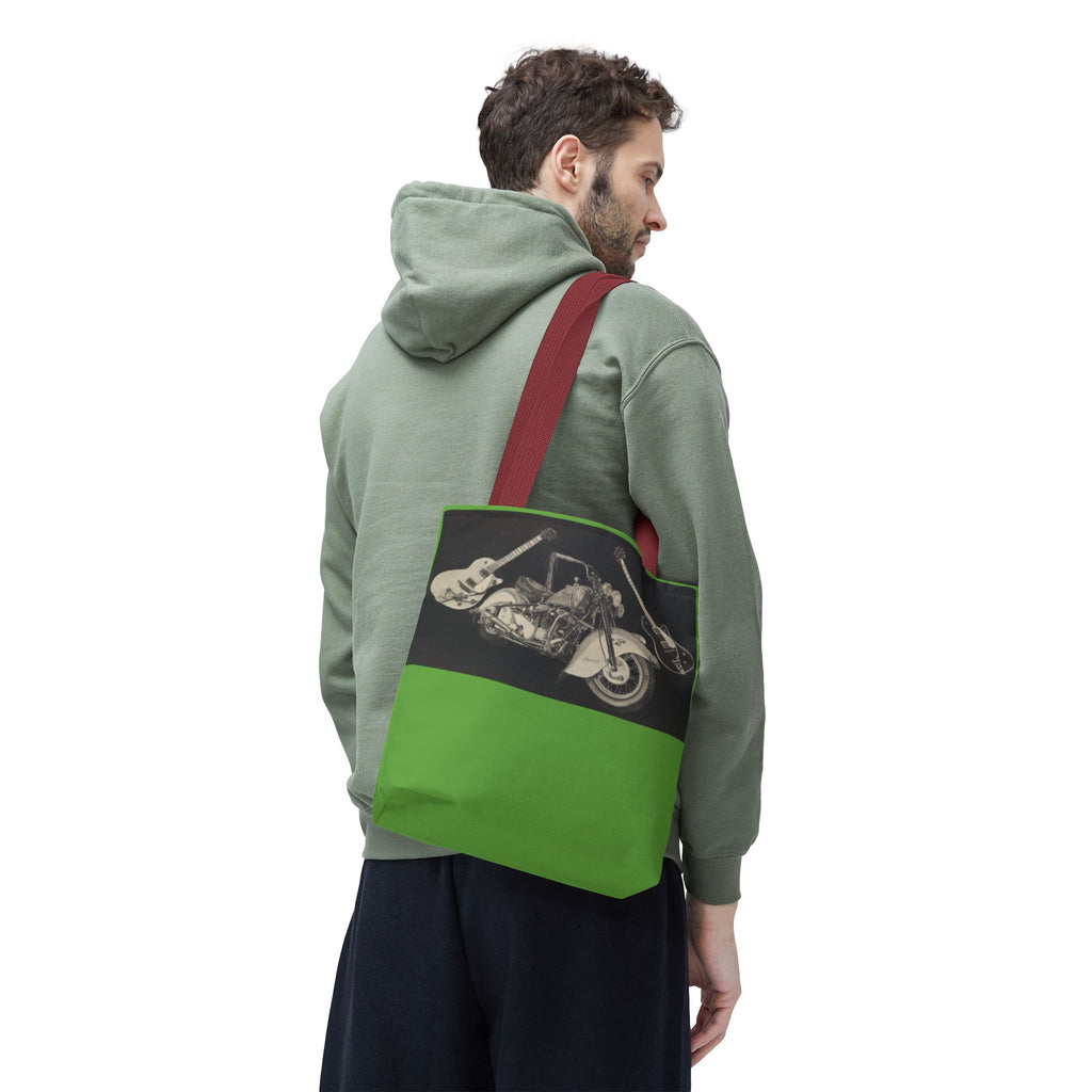 Two Wheels, Six Strings Tote Bag