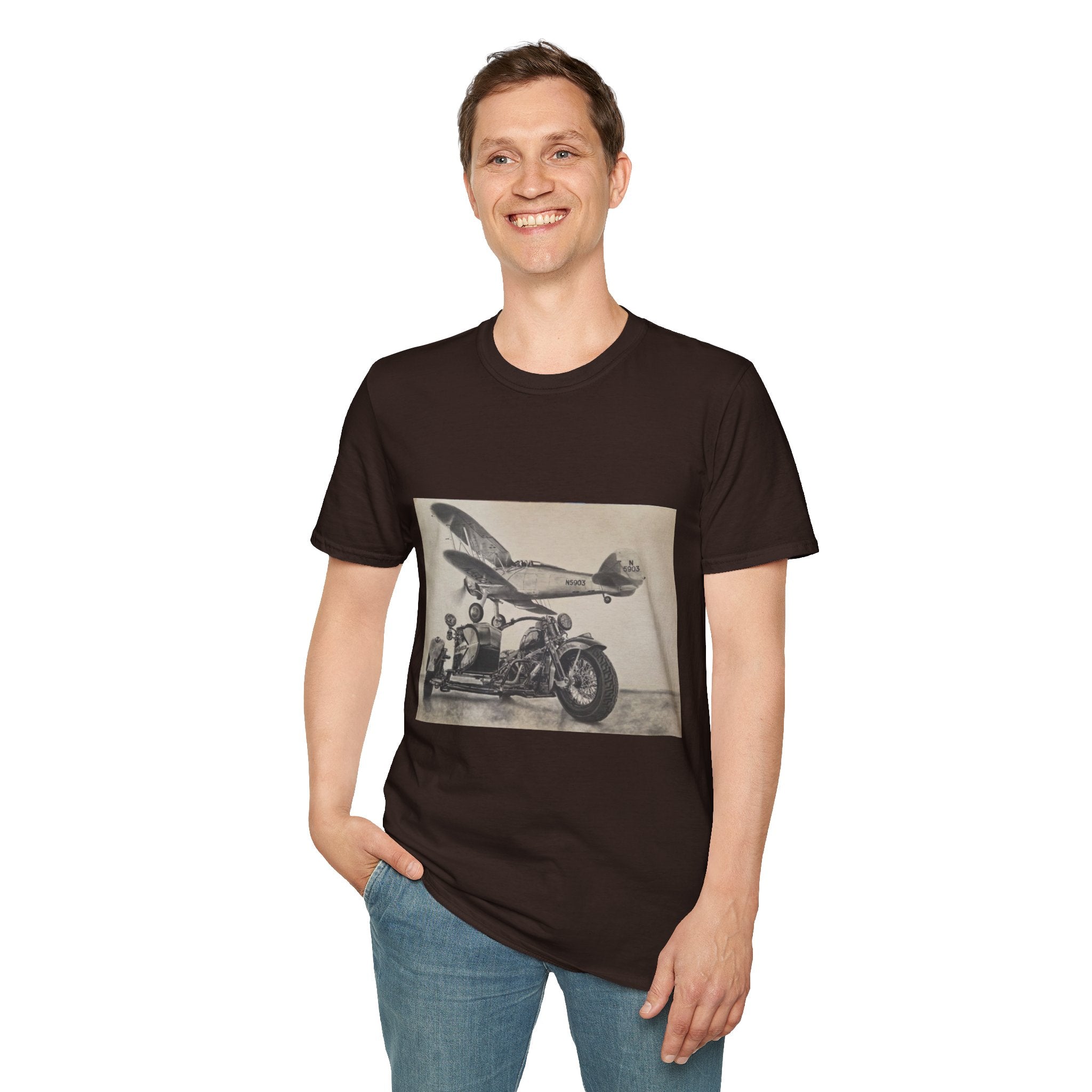 Aviation and Motorcycle Heritage Print  T-Shirt