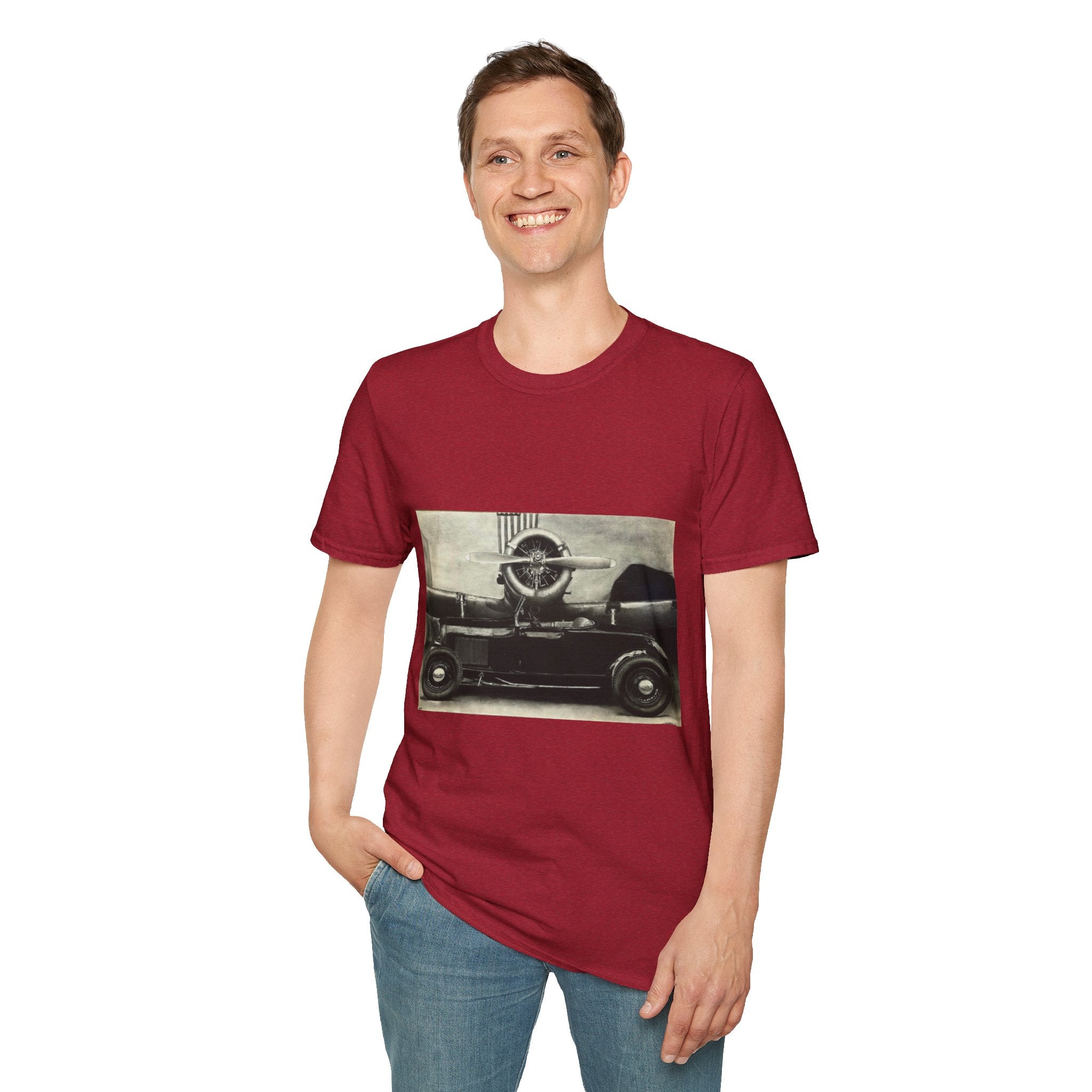 Speed & Sky Softstyle T-Shirt, WW2 Airplane, Hotrod Roadster