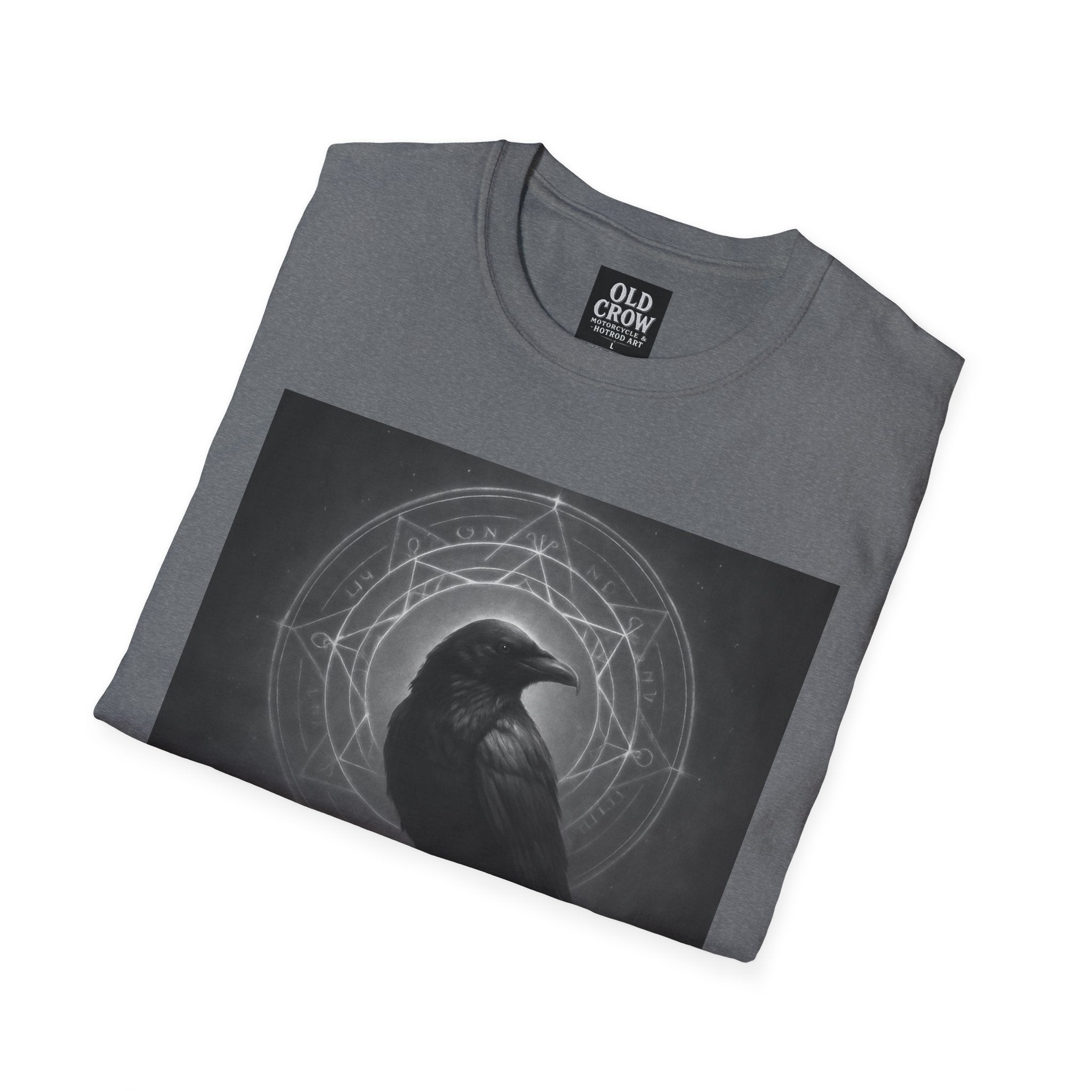 Dark Magic Raven Illustration T-Shirt, Black & White