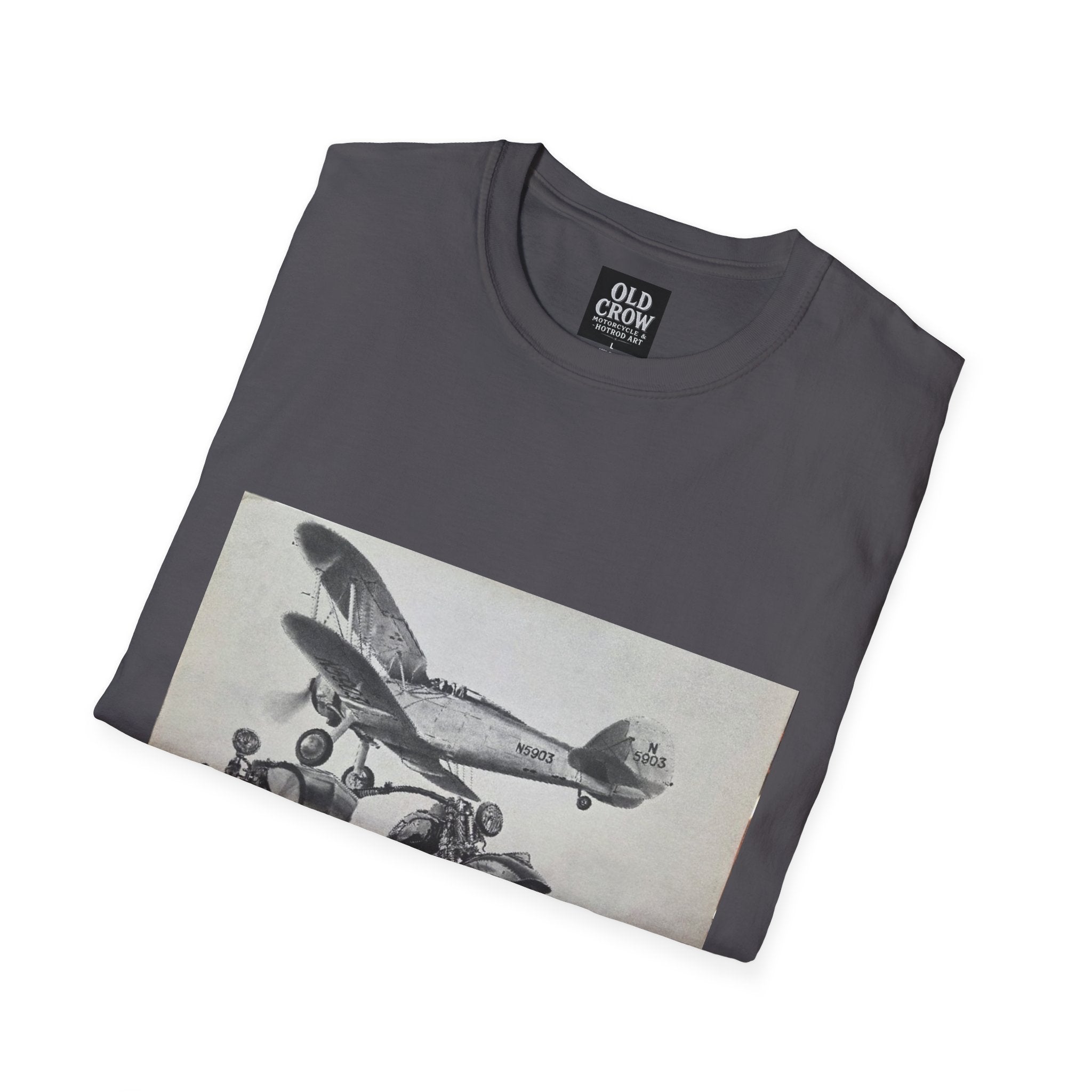 Old-School Aviation Meets Two Wheels T-Shirt