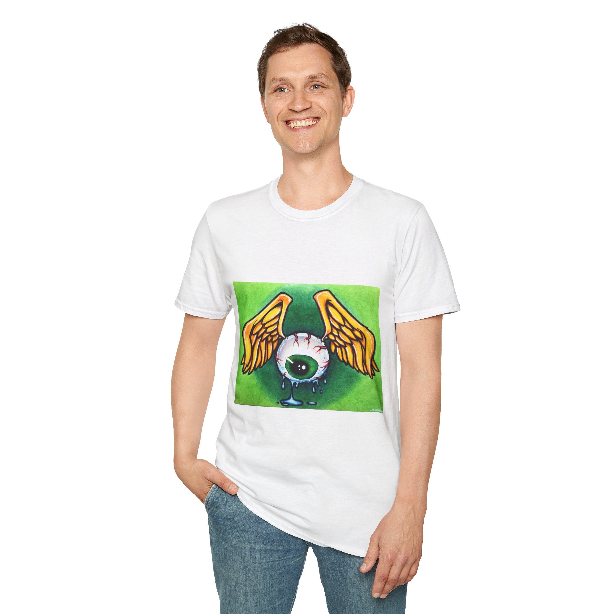 Flying Eyeball Art Print Softstyle T-Shirt