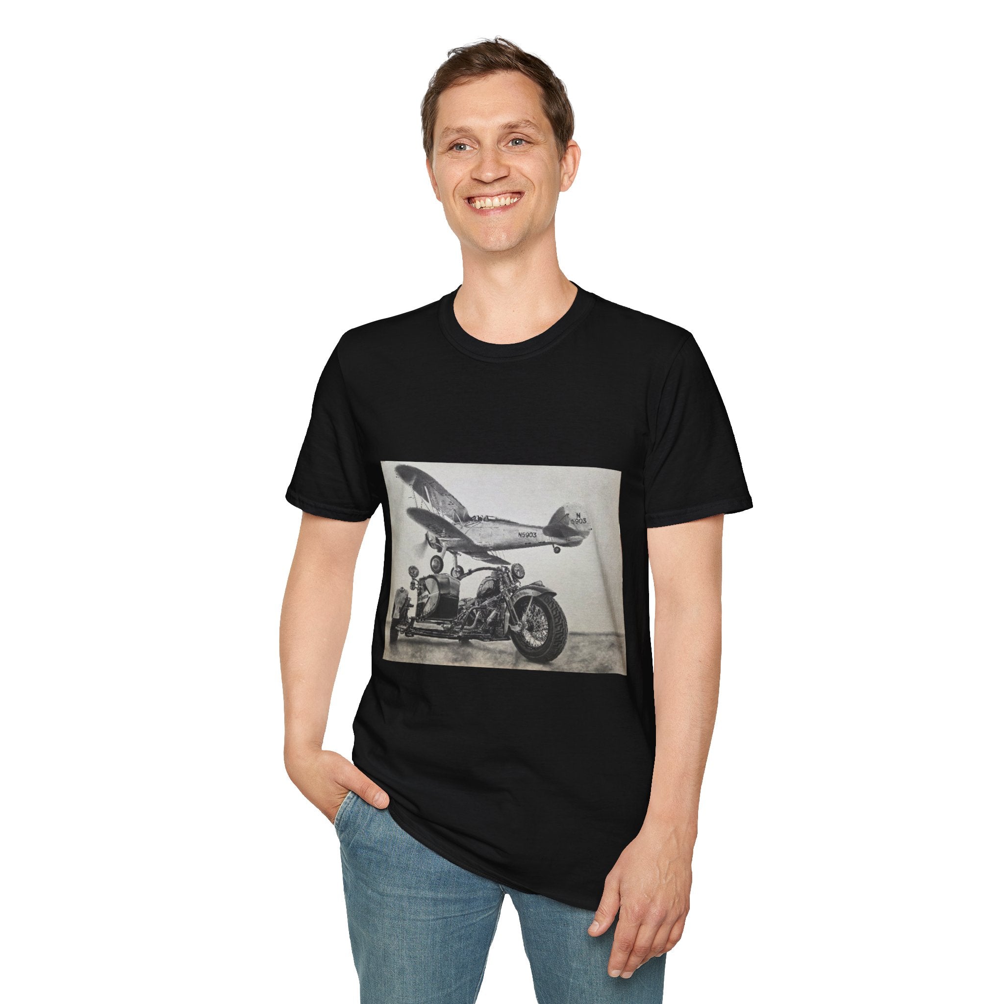 Old-School Aviation Meets Two Wheels T-Shirt