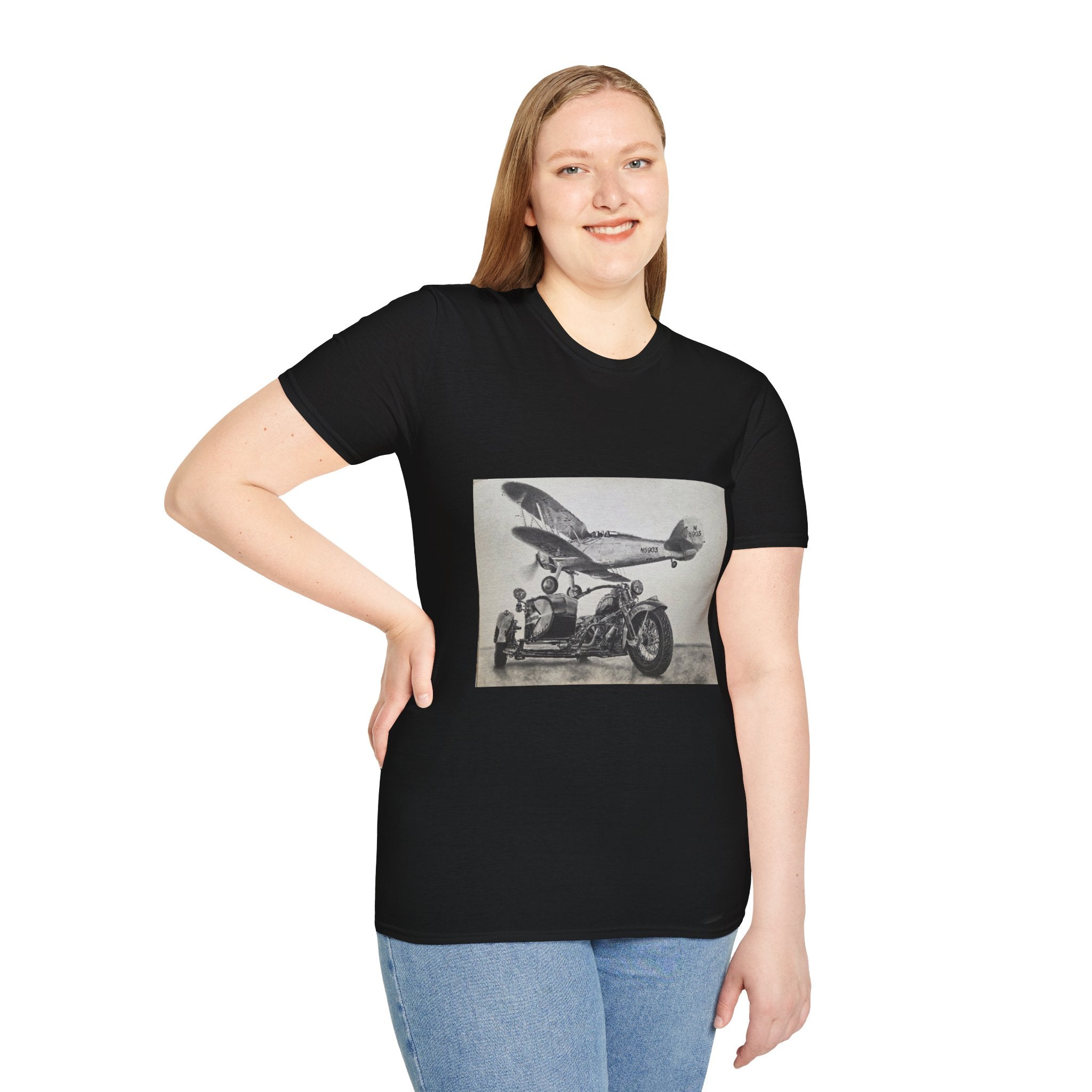 Old-School Aviation Meets Two Wheels T-Shirt
