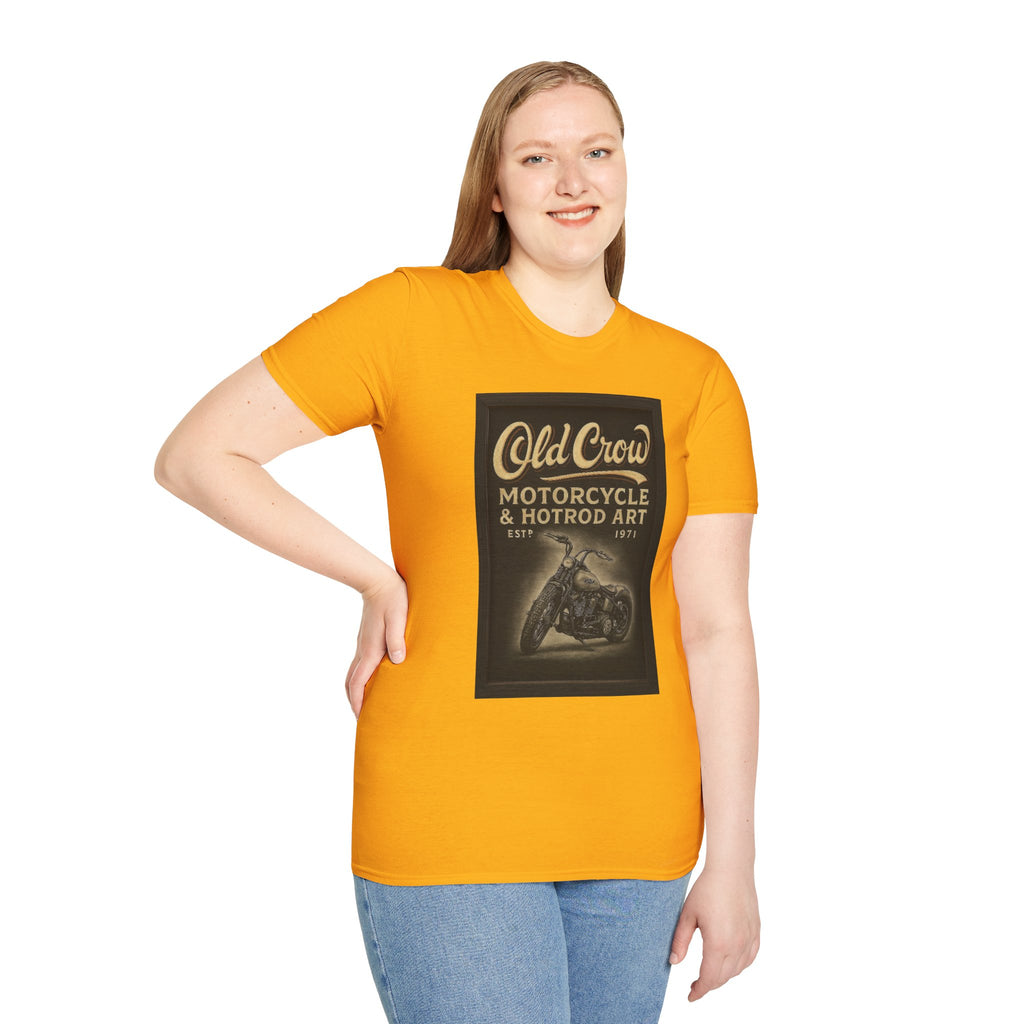 Old Crow Motorcycle & Hotrod Art Softstyle T-Shirt