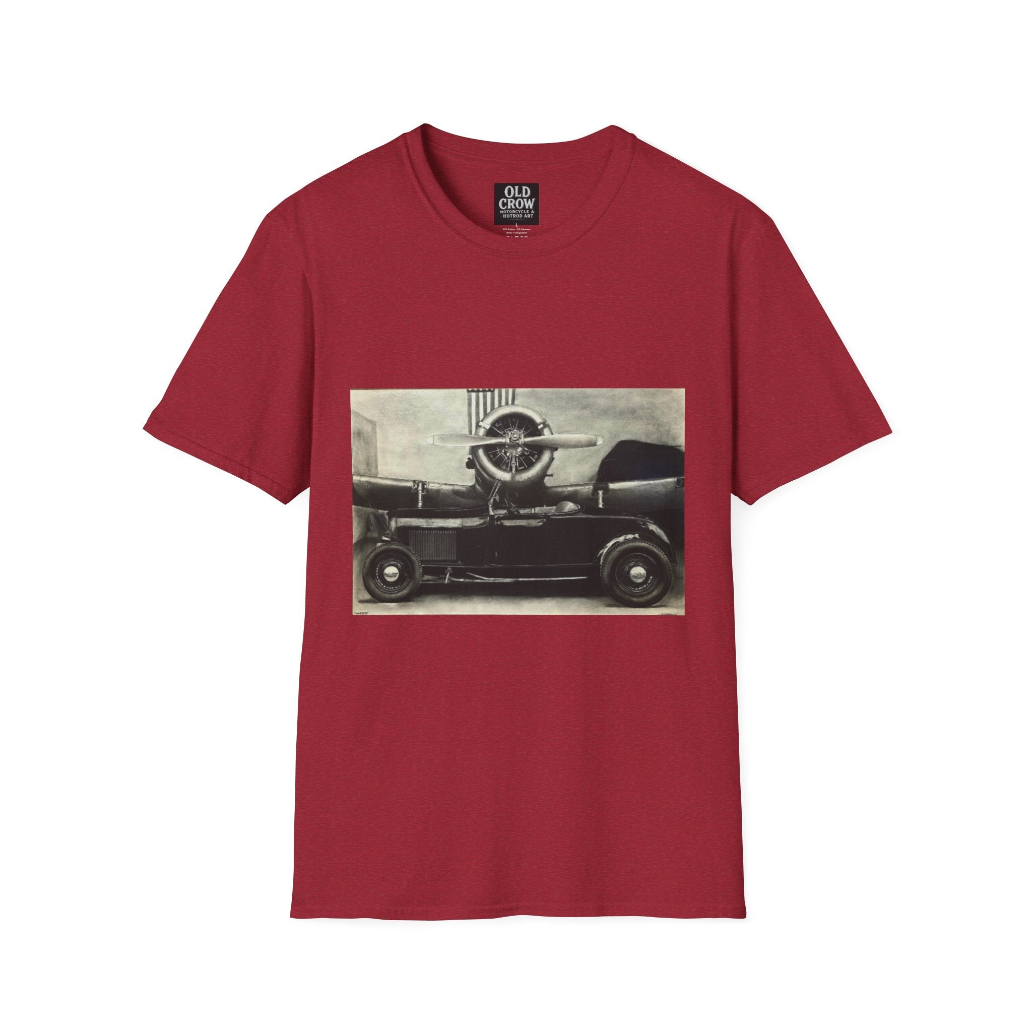 Speed & Sky Softstyle T-Shirt, WW2 Airplane, Hotrod Roadster