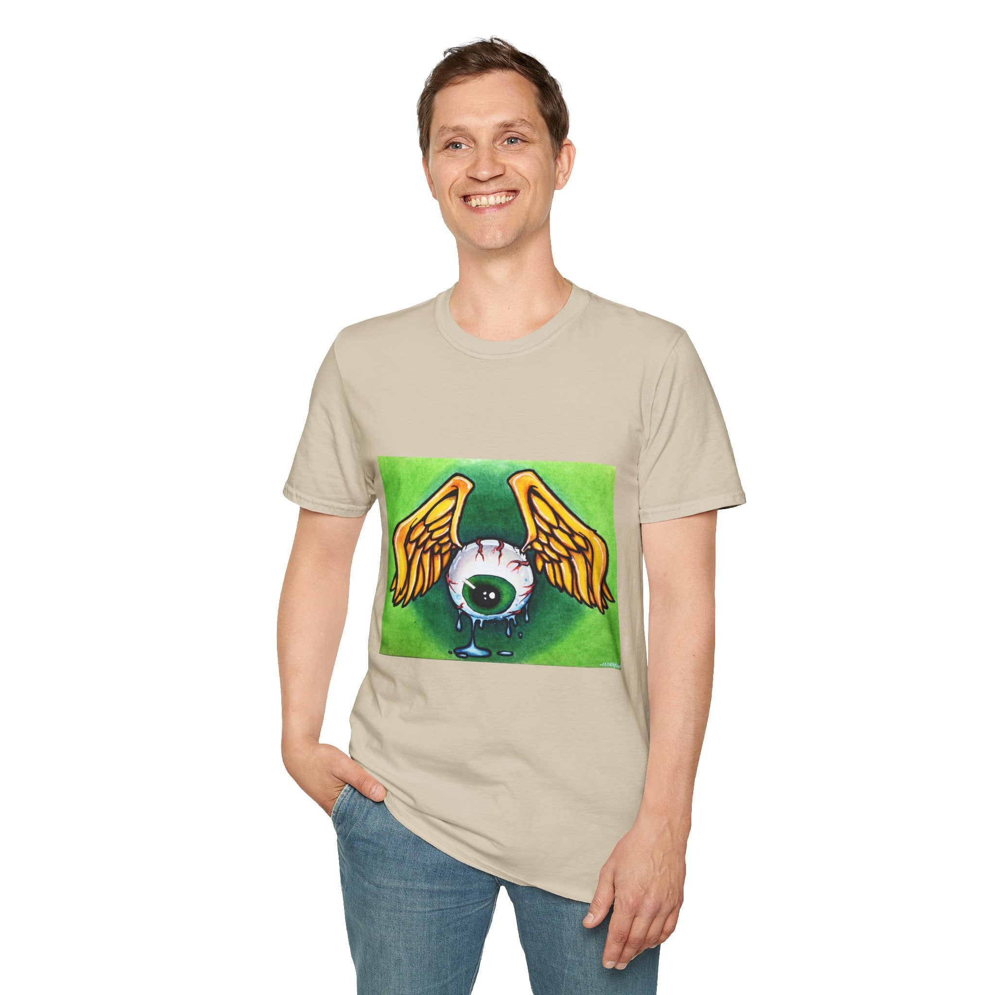 Flying Eyeball Art Print Softstyle T-Shirt