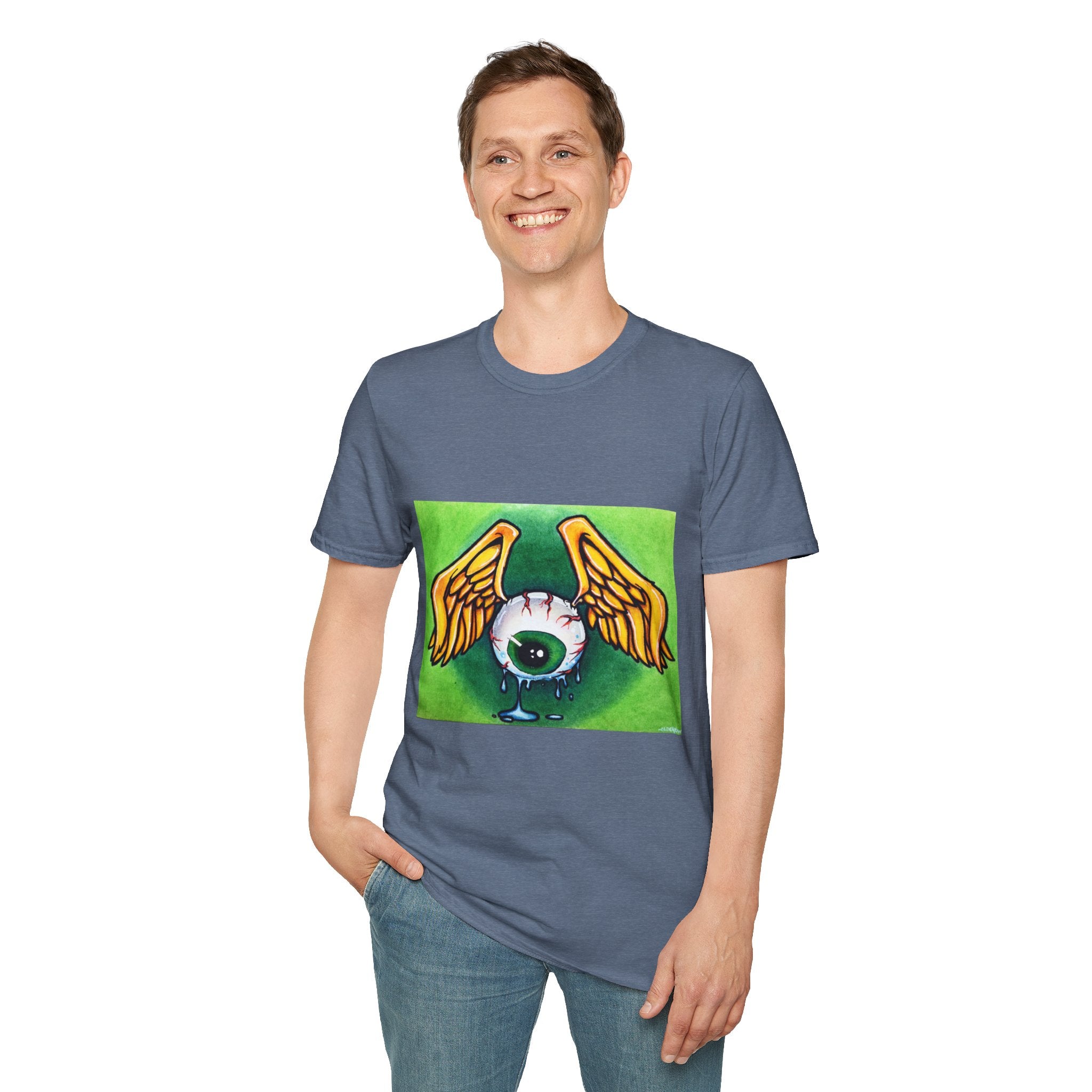 Flying Eyeball Art Print Softstyle T-Shirt