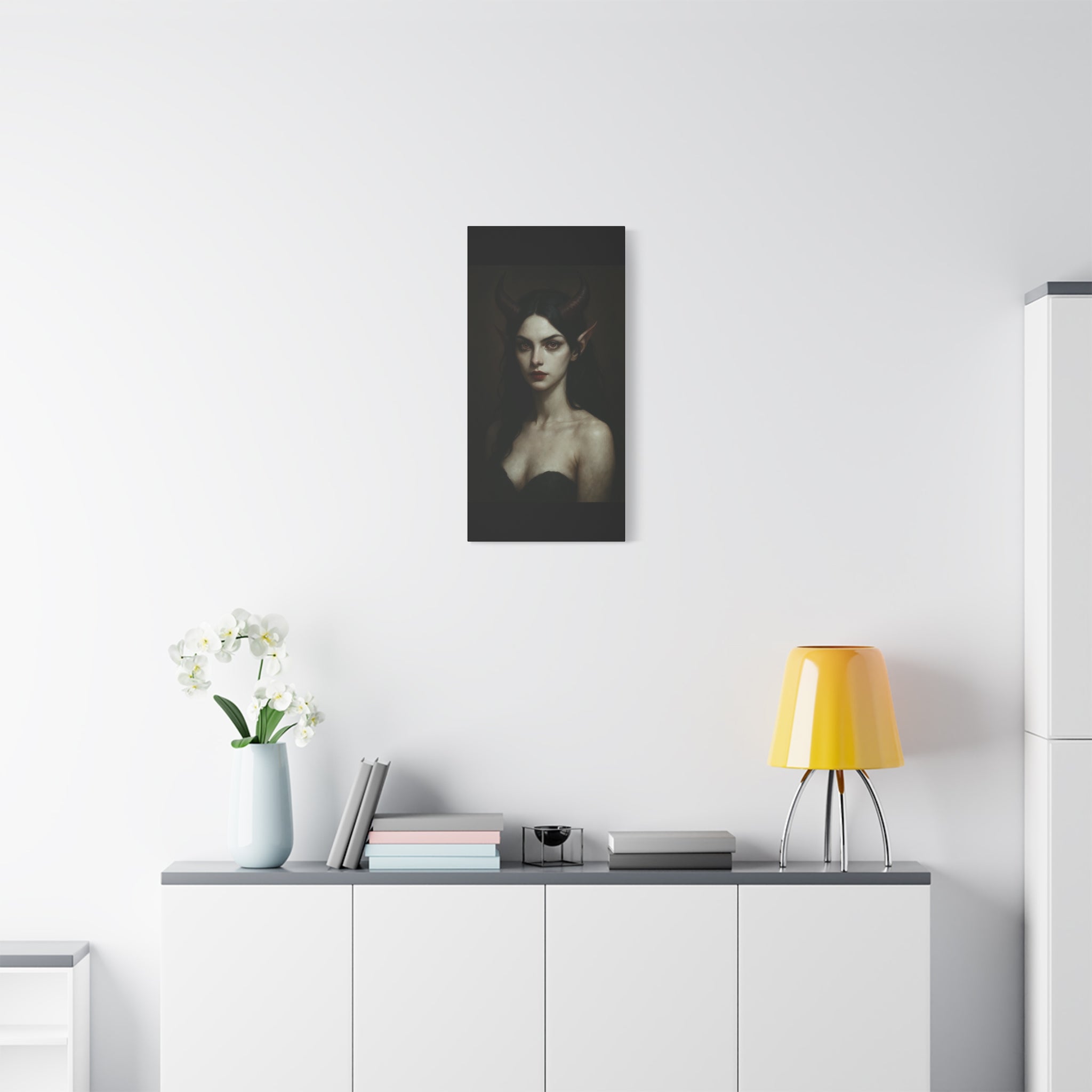 Gothic Art Canvas Print, Demon Aesthetic Home Decor, Dark Fantasy Wall Art, Witchy Room Decoration, Unique Gift for Halloween, Edgy Art