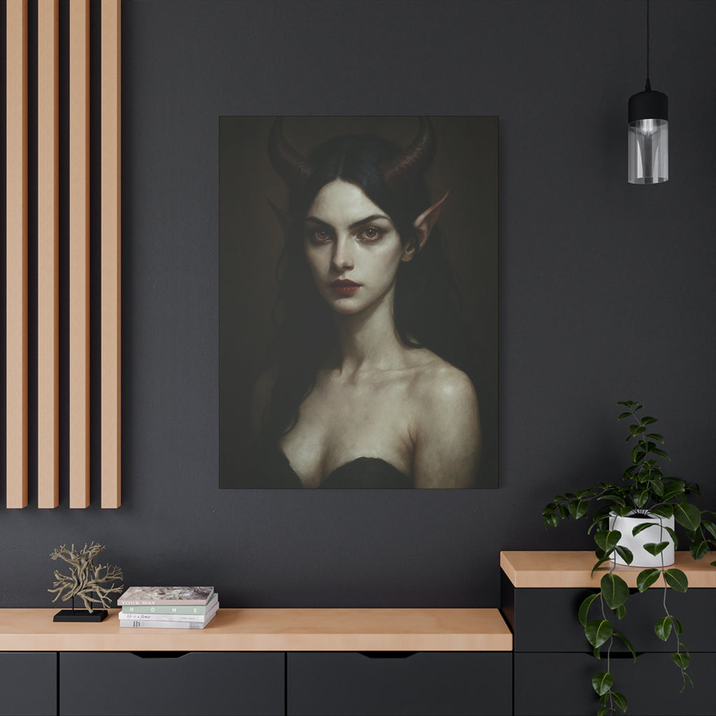 Gothic Art Canvas Print, Demon Aesthetic Home Decor, Dark Fantasy Wall Art, Witchy Room Decoration, Unique Gift for Halloween, Edgy Art