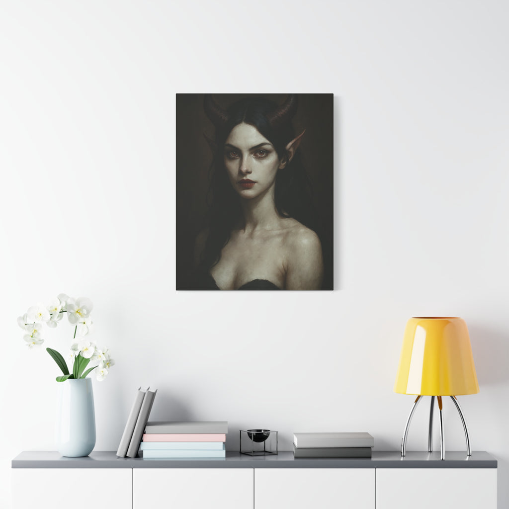 Gothic Art Canvas Print, Demon Aesthetic Home Decor, Dark Fantasy Wall Art, Witchy Room Decoration, Unique Gift for Halloween, Edgy Art