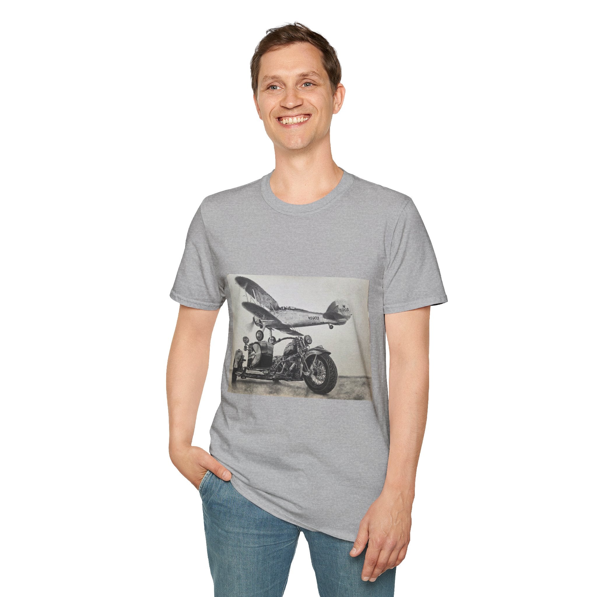 Old-School Aviation Meets Two Wheels T-Shirt