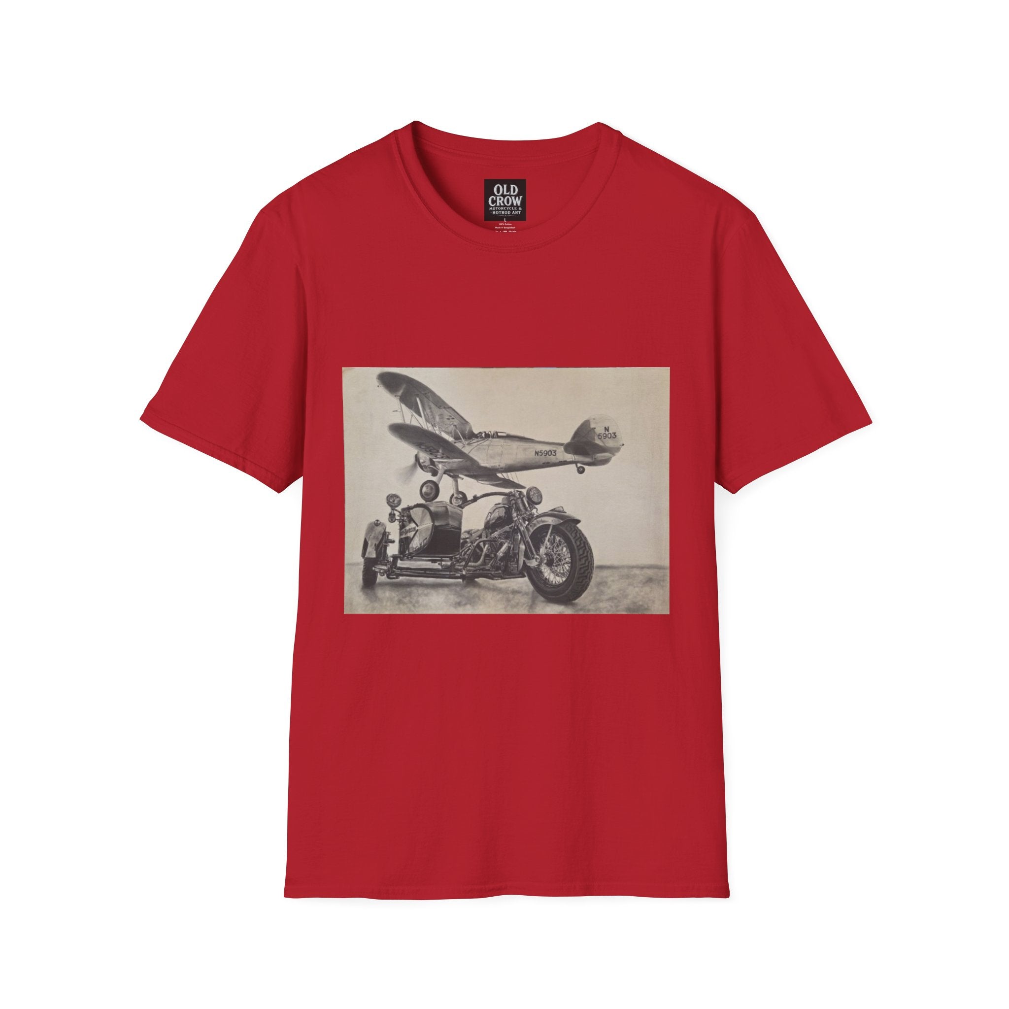 Aviation and Motorcycle Heritage Print  T-Shirt