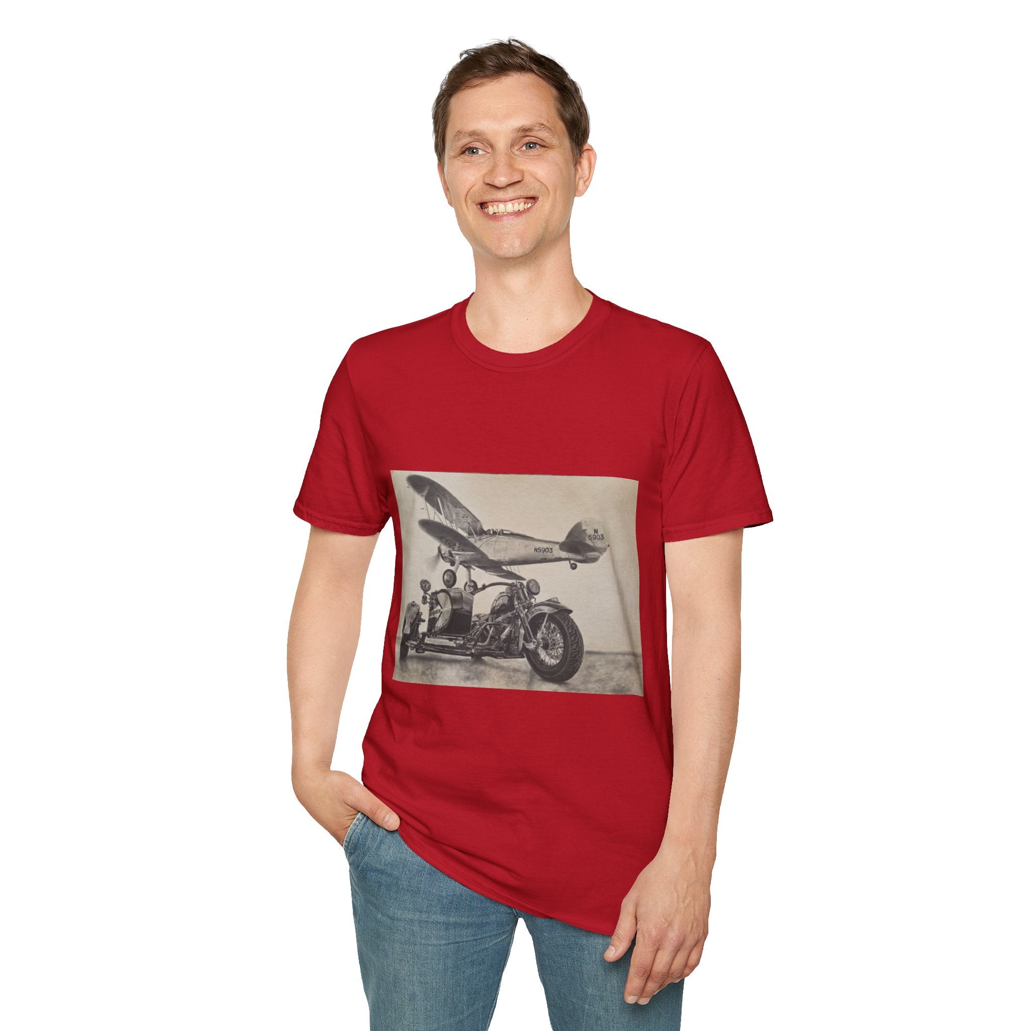 Aviation and Motorcycle Heritage Print  T-Shirt