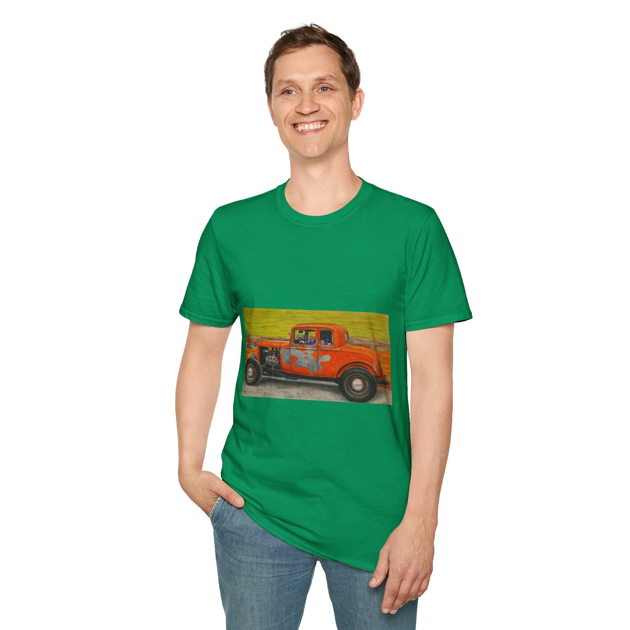 Vintage Hotrod in Motion Softstyle T-Shirt, " Book'n"