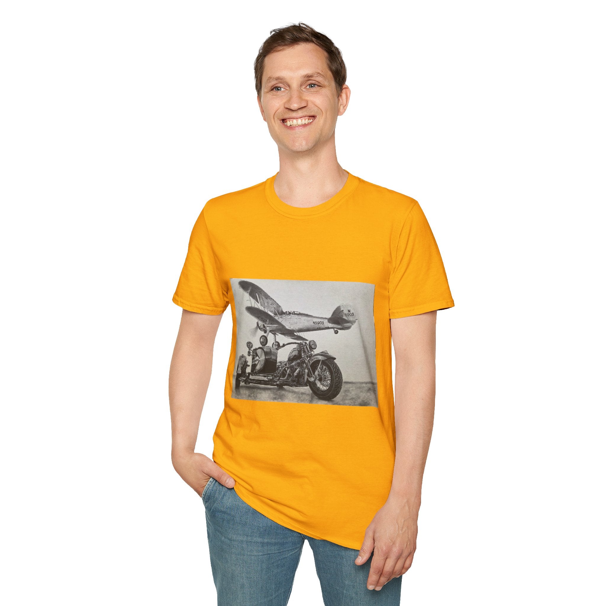Old-School Aviation Meets Two Wheels T-Shirt