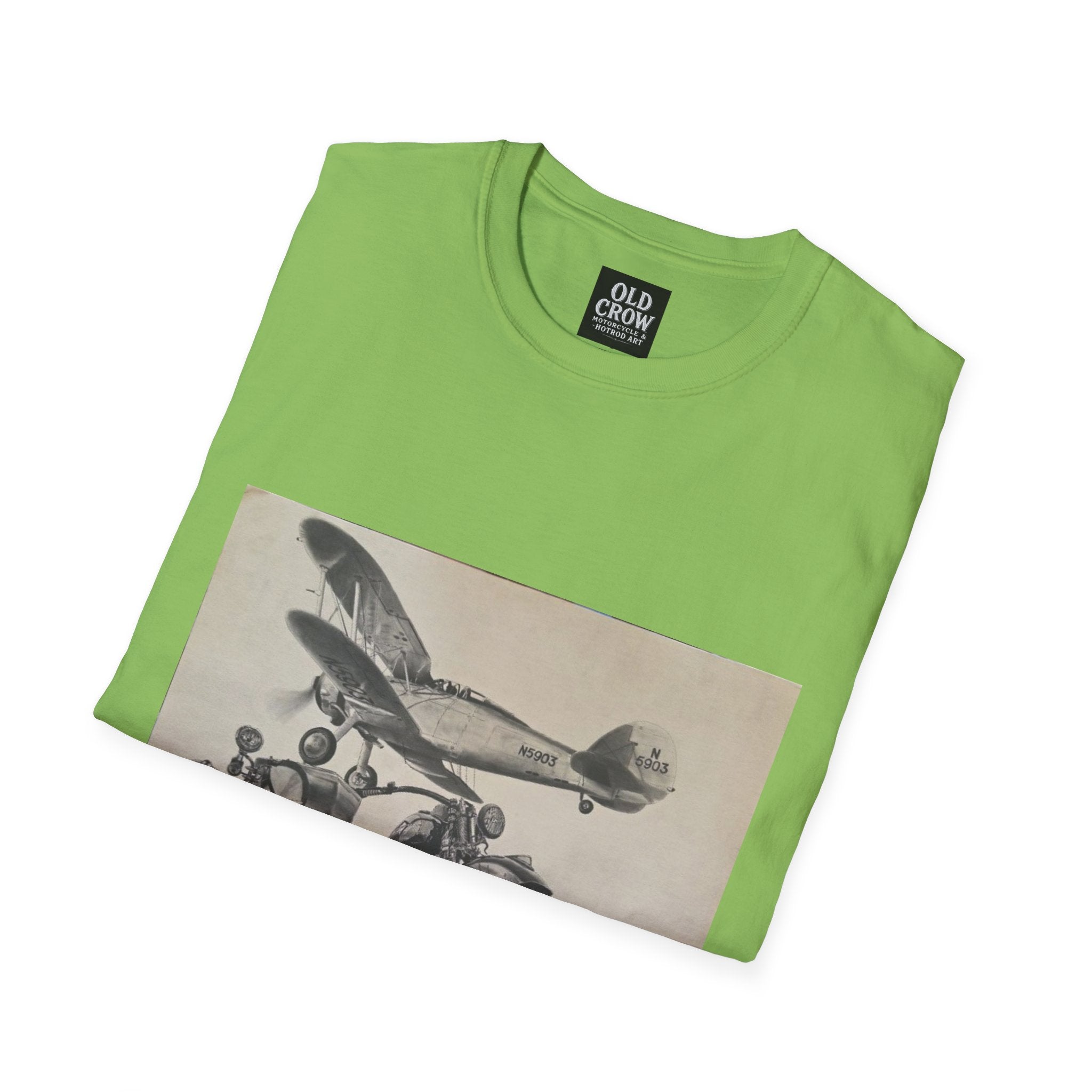 Aviation and Motorcycle Heritage Print  T-Shirt