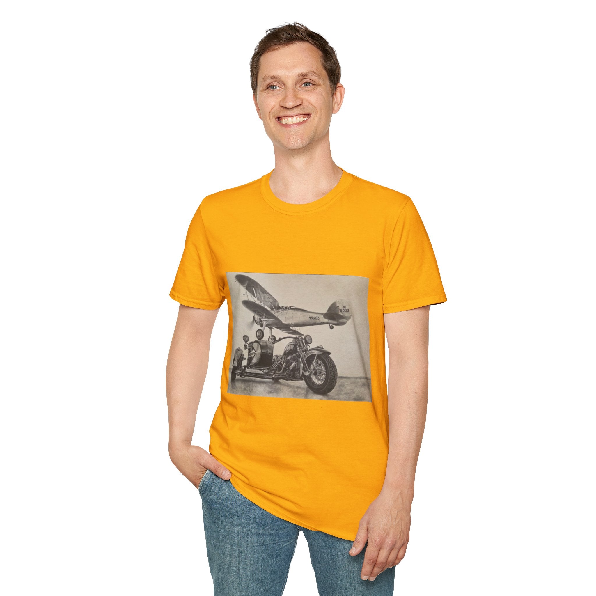Aviation and Motorcycle Heritage Print  T-Shirt