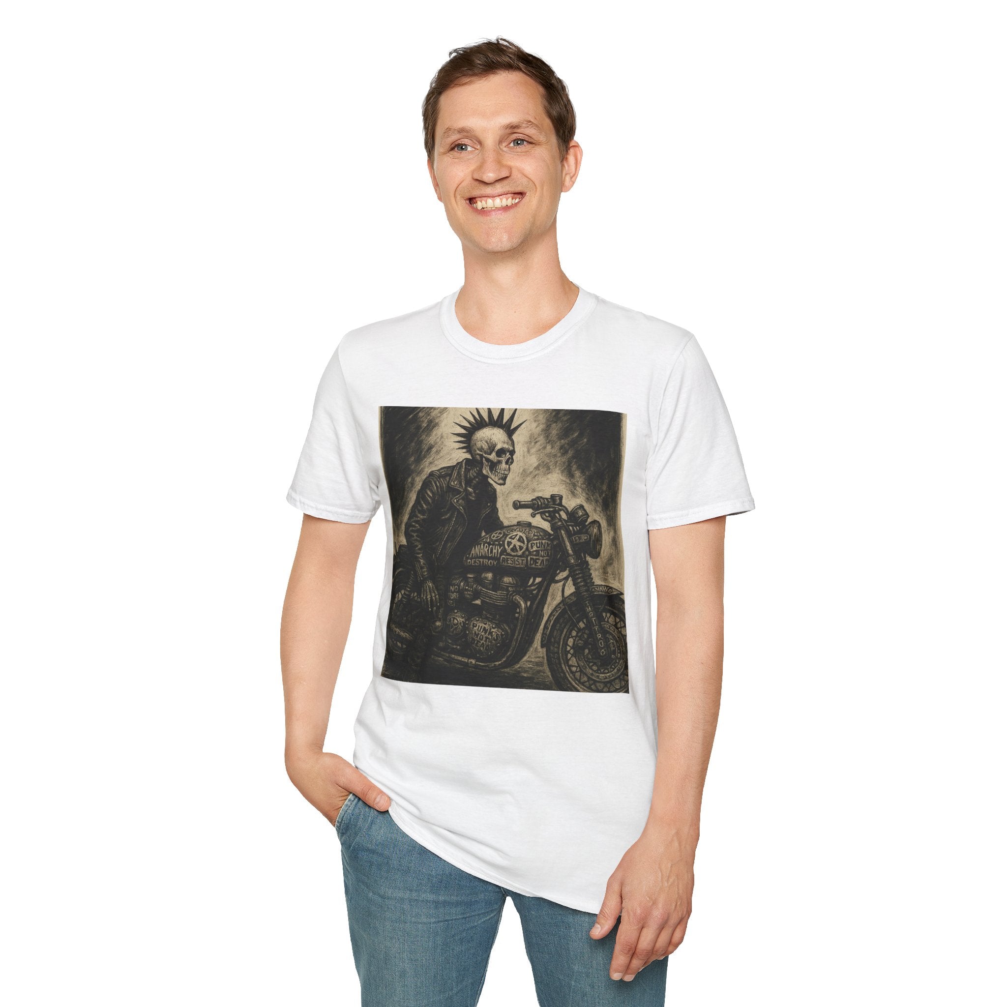 Punk’s Not Dead Biker Art T-Shirt, Classic Zine style