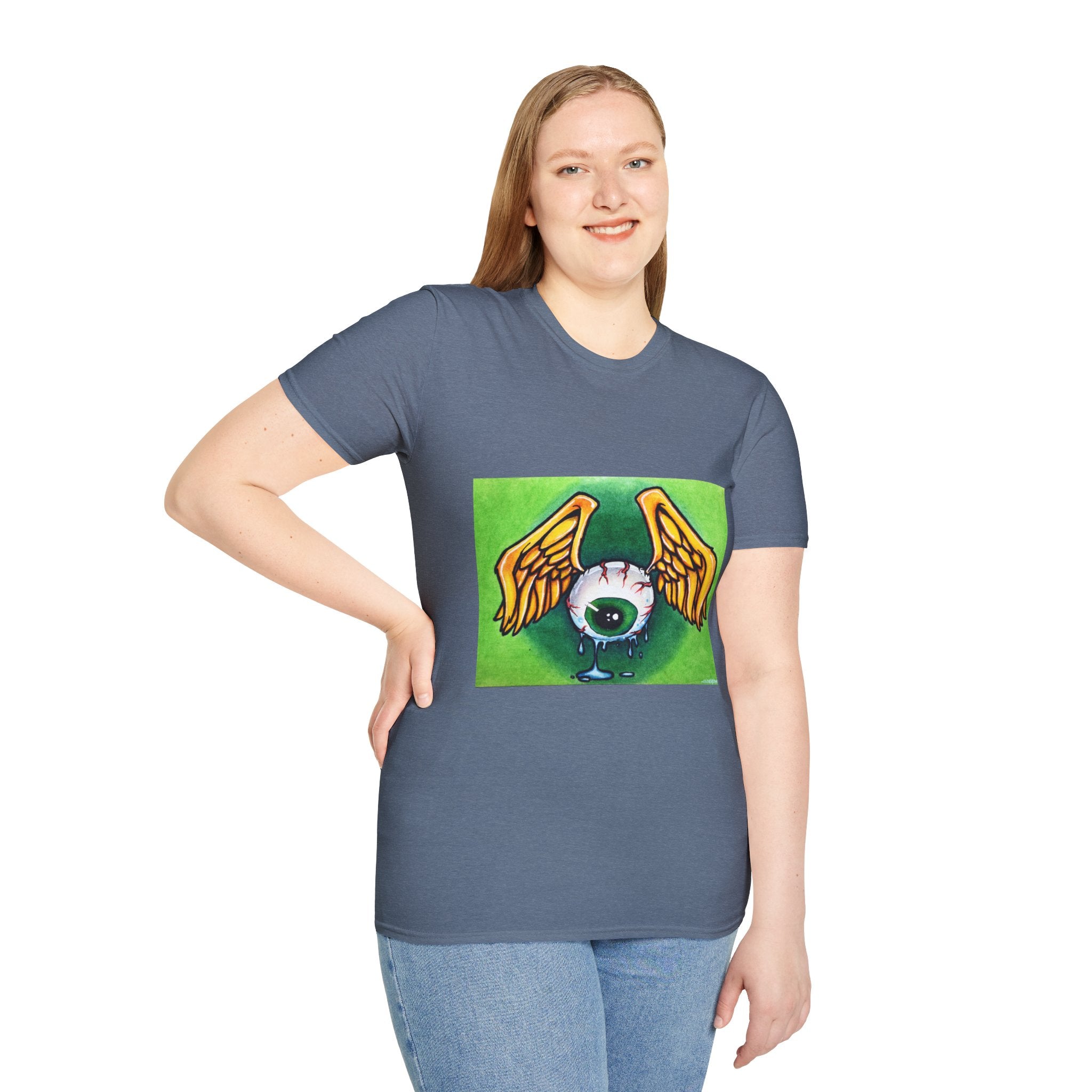 Flying Eyeball Art Print Softstyle T-Shirt
