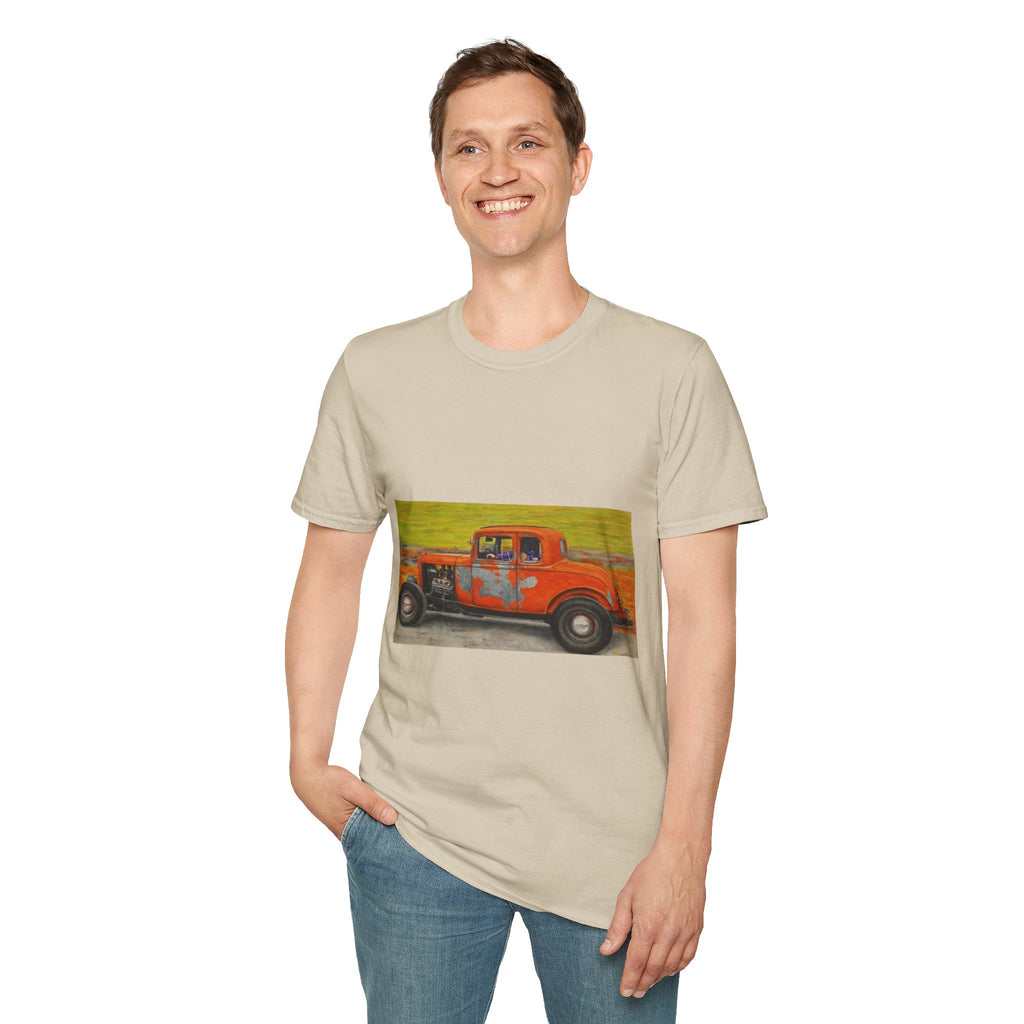 Vintage Hotrod in Motion Softstyle T-Shirt, " Book'n"