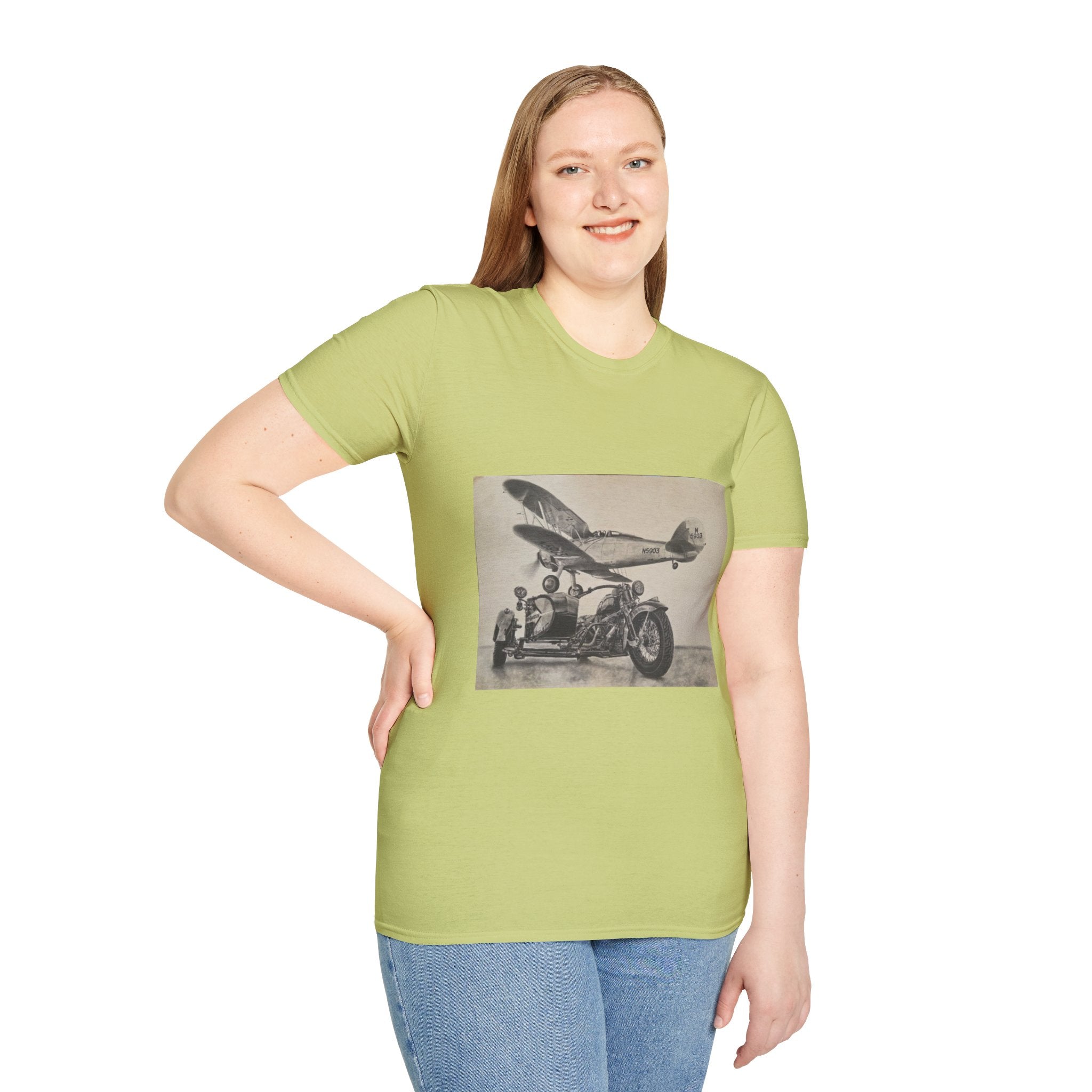 Aviation and Motorcycle Heritage Print  T-Shirt