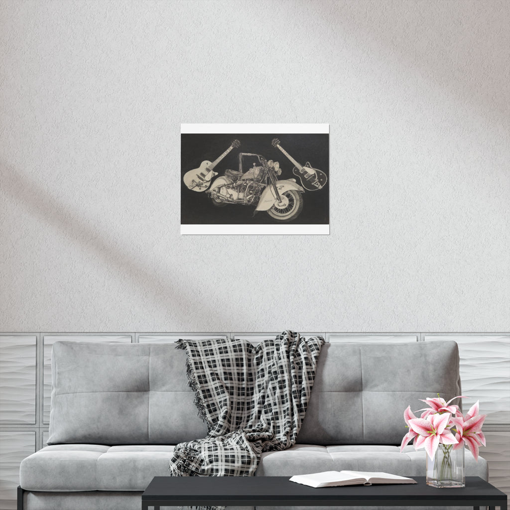 Guitars & Gasoline Art Poster, Music Wall Decor