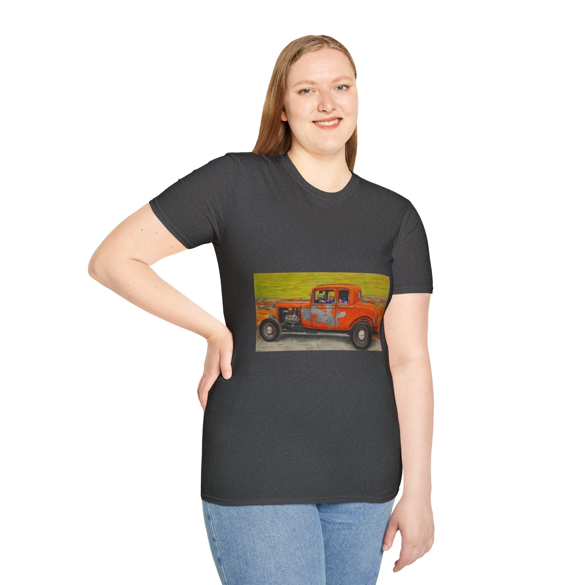Vintage Hotrod in Motion Softstyle T-Shirt, " Book'n"