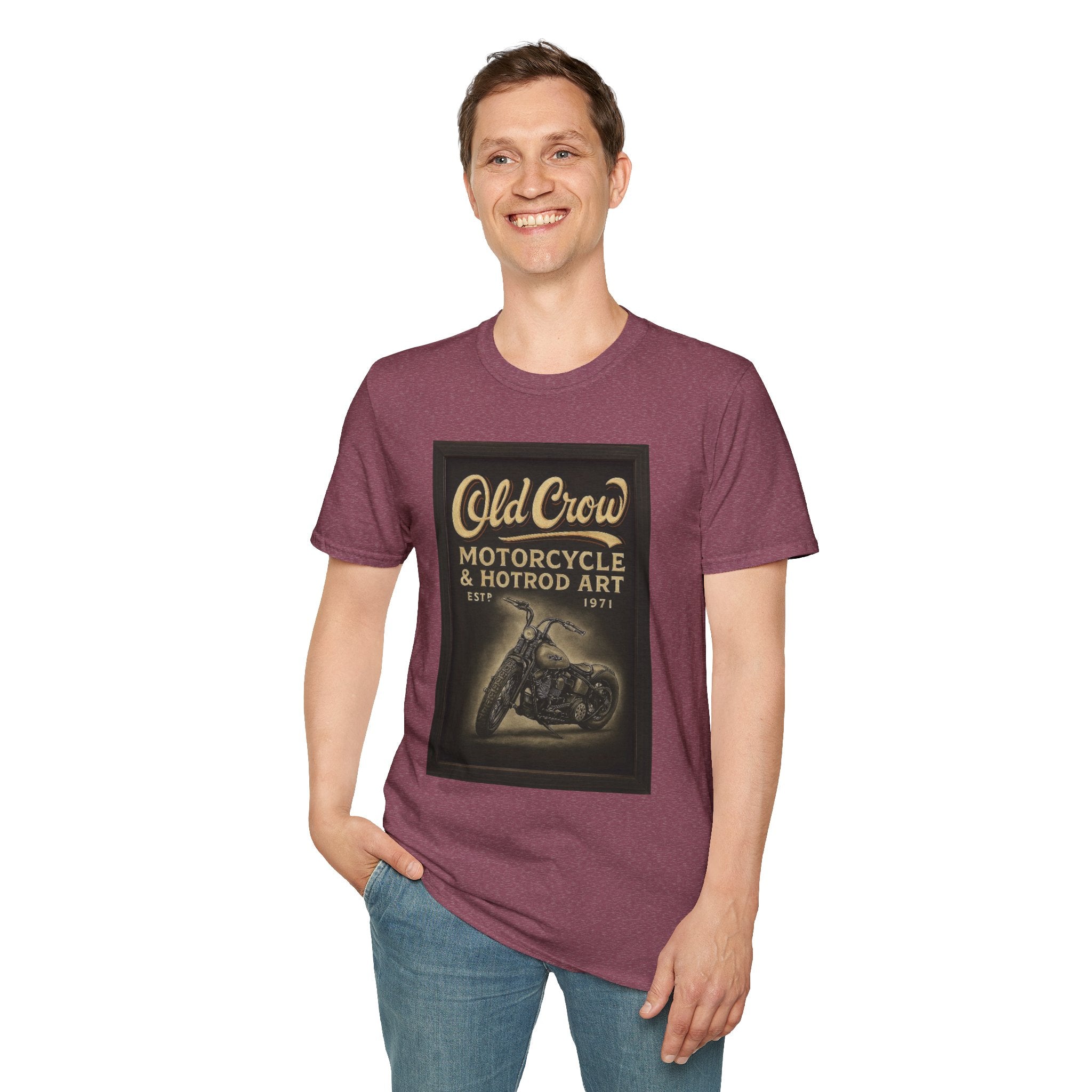 Old Crow Motorcycle & Hotrod Art Softstyle T-Shirt