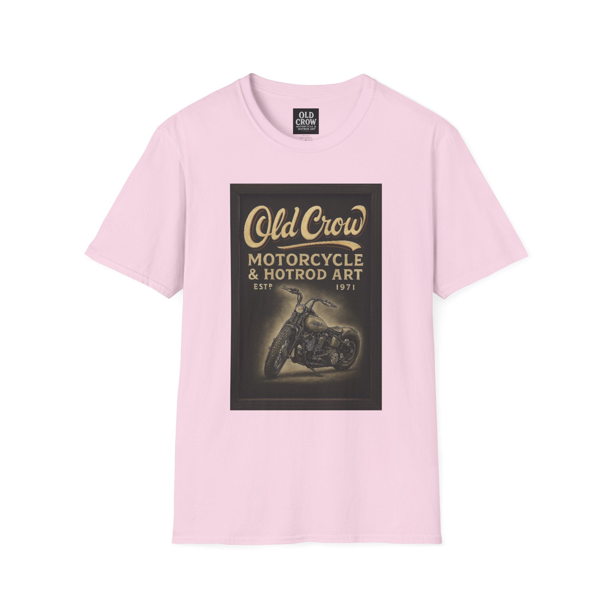 Old Crow Motorcycle & Hotrod Art Softstyle T-Shirt