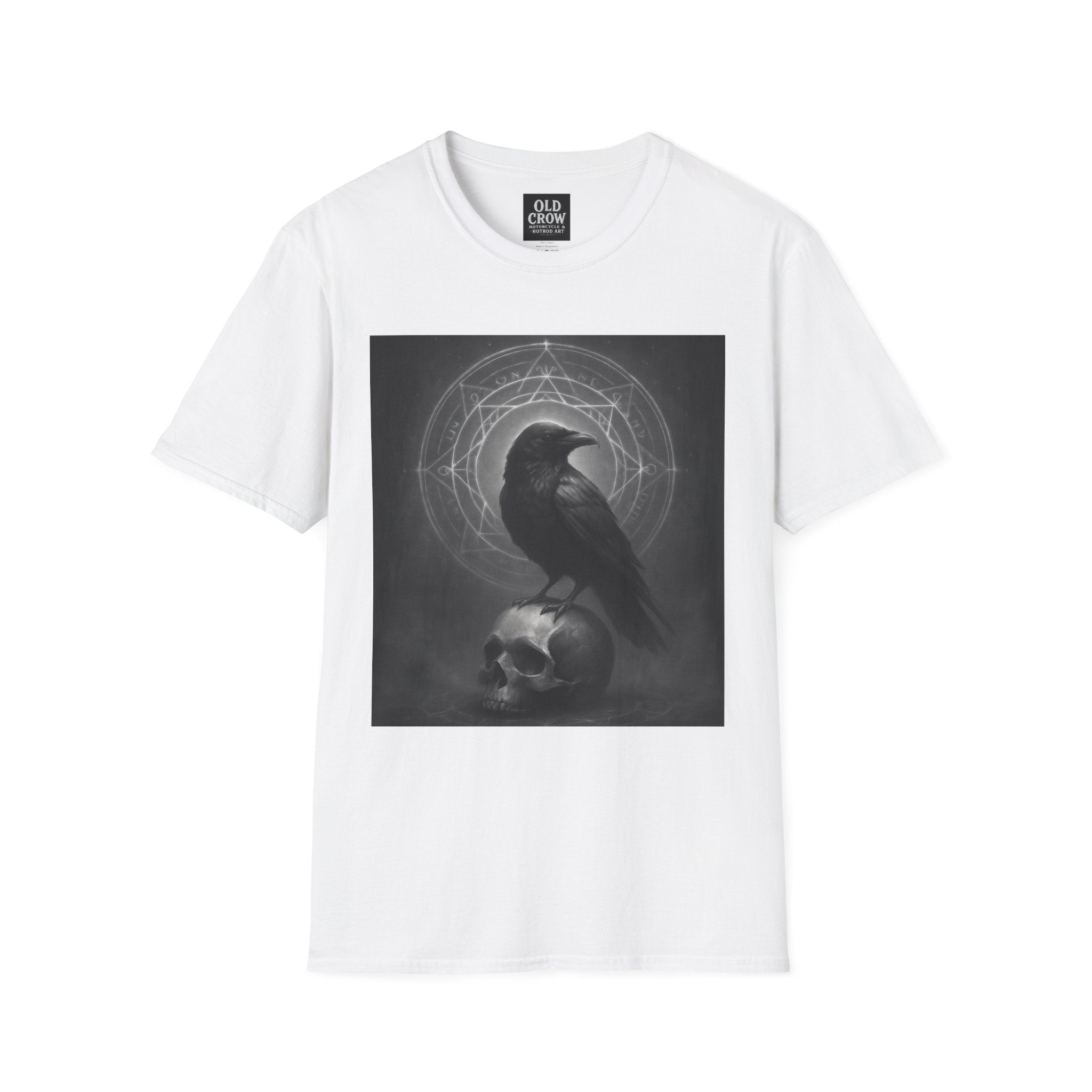Dark Magic Raven Illustration T-Shirt, Black & White
