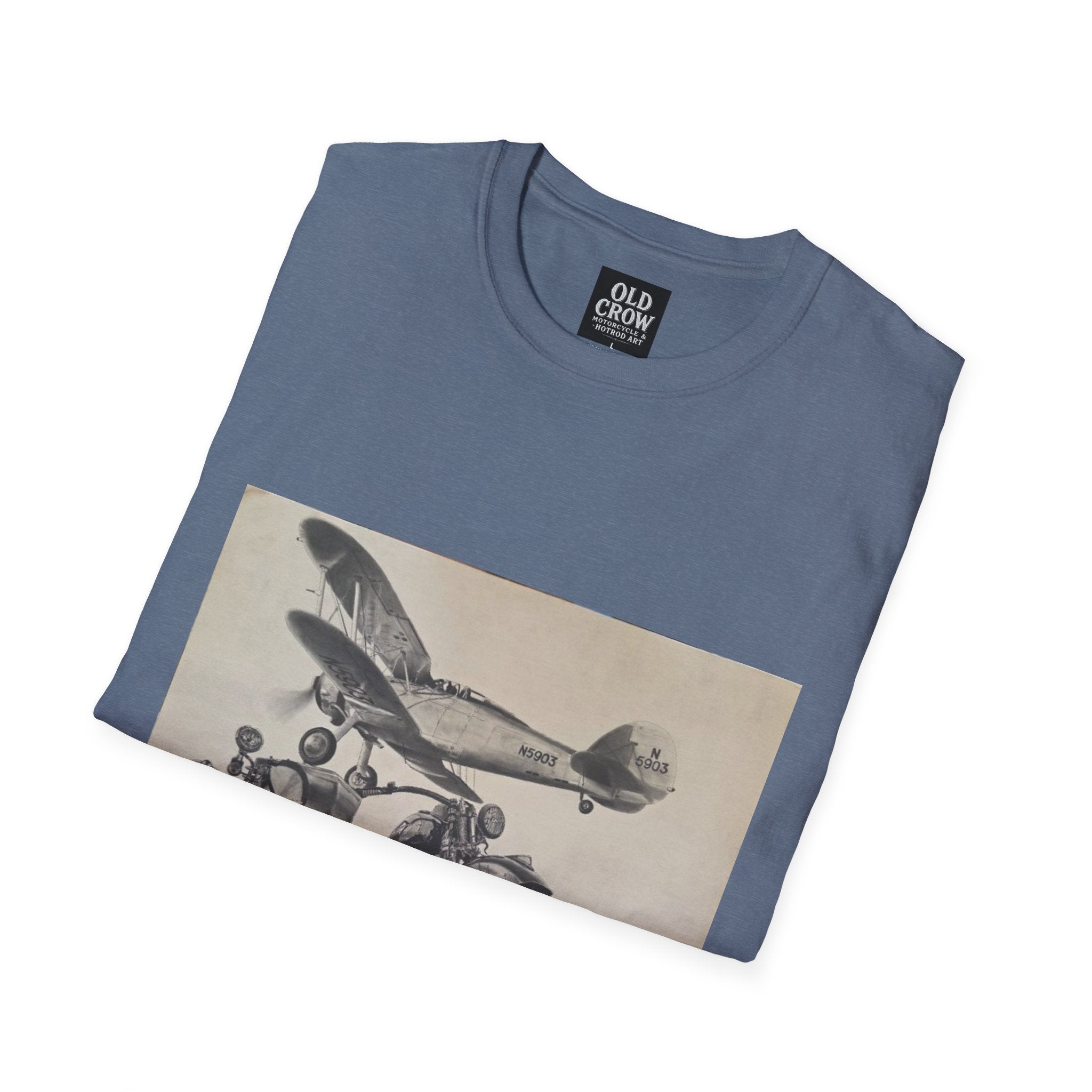 Aviation and Motorcycle Heritage Print  T-Shirt