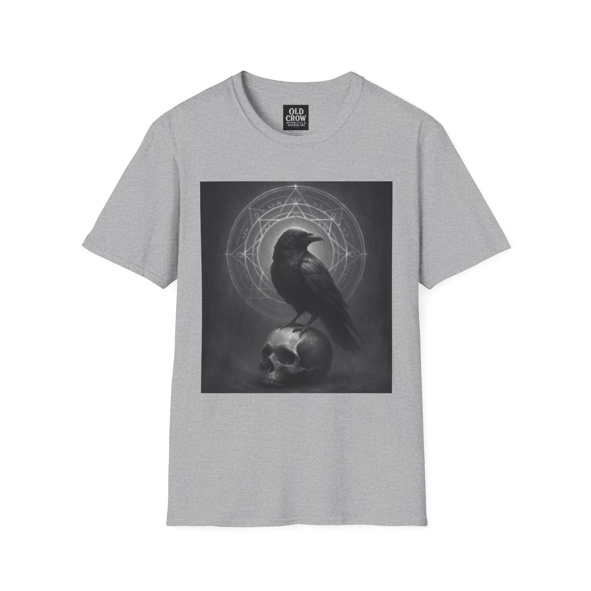 Dark Magic Raven Illustration T-Shirt, Black & White