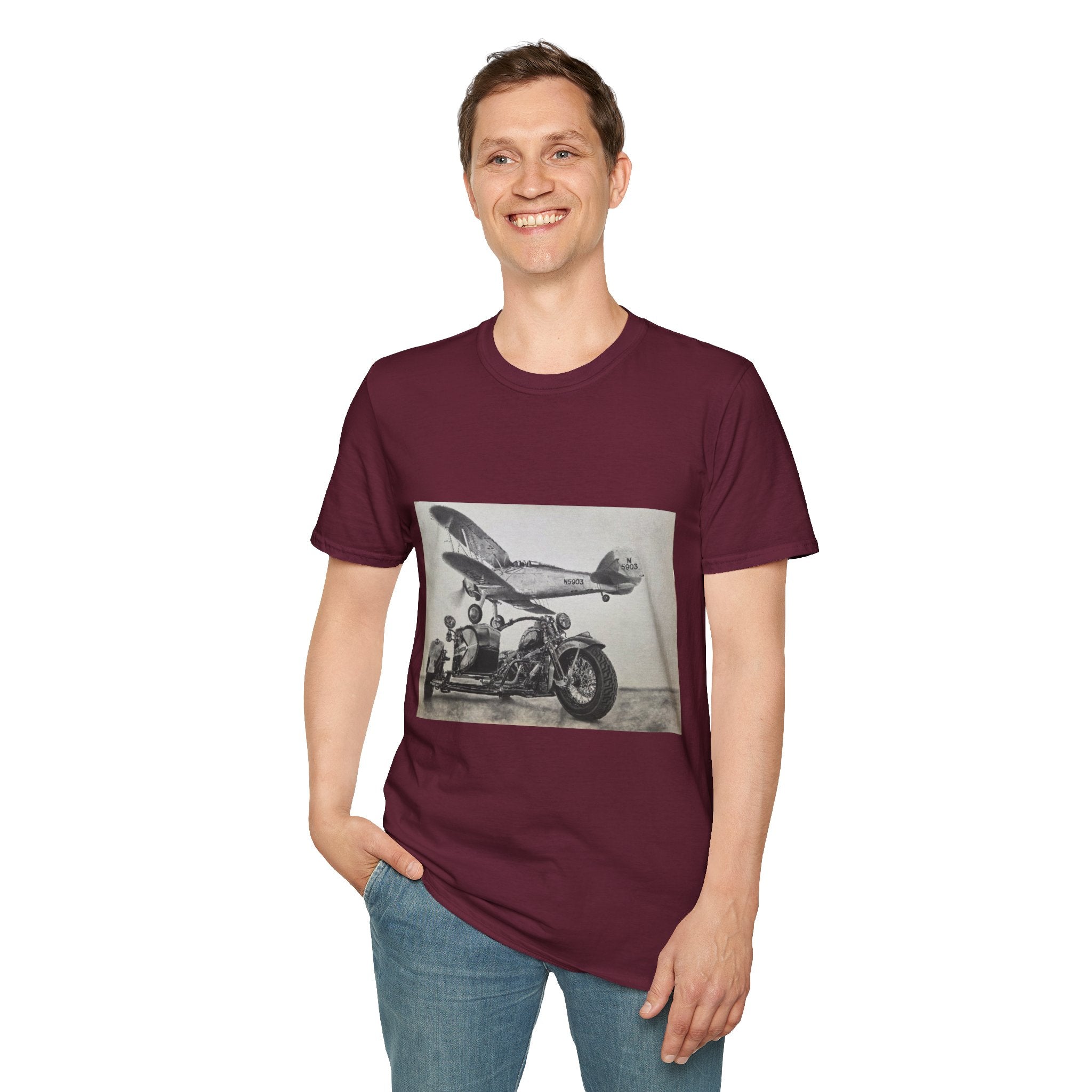 Old-School Aviation Meets Two Wheels T-Shirt