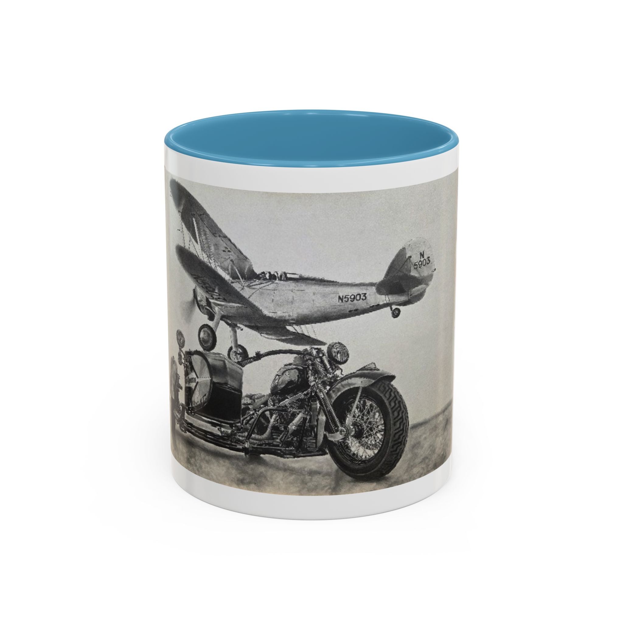 Vintage Motorcycle & Plane Coffee Mug